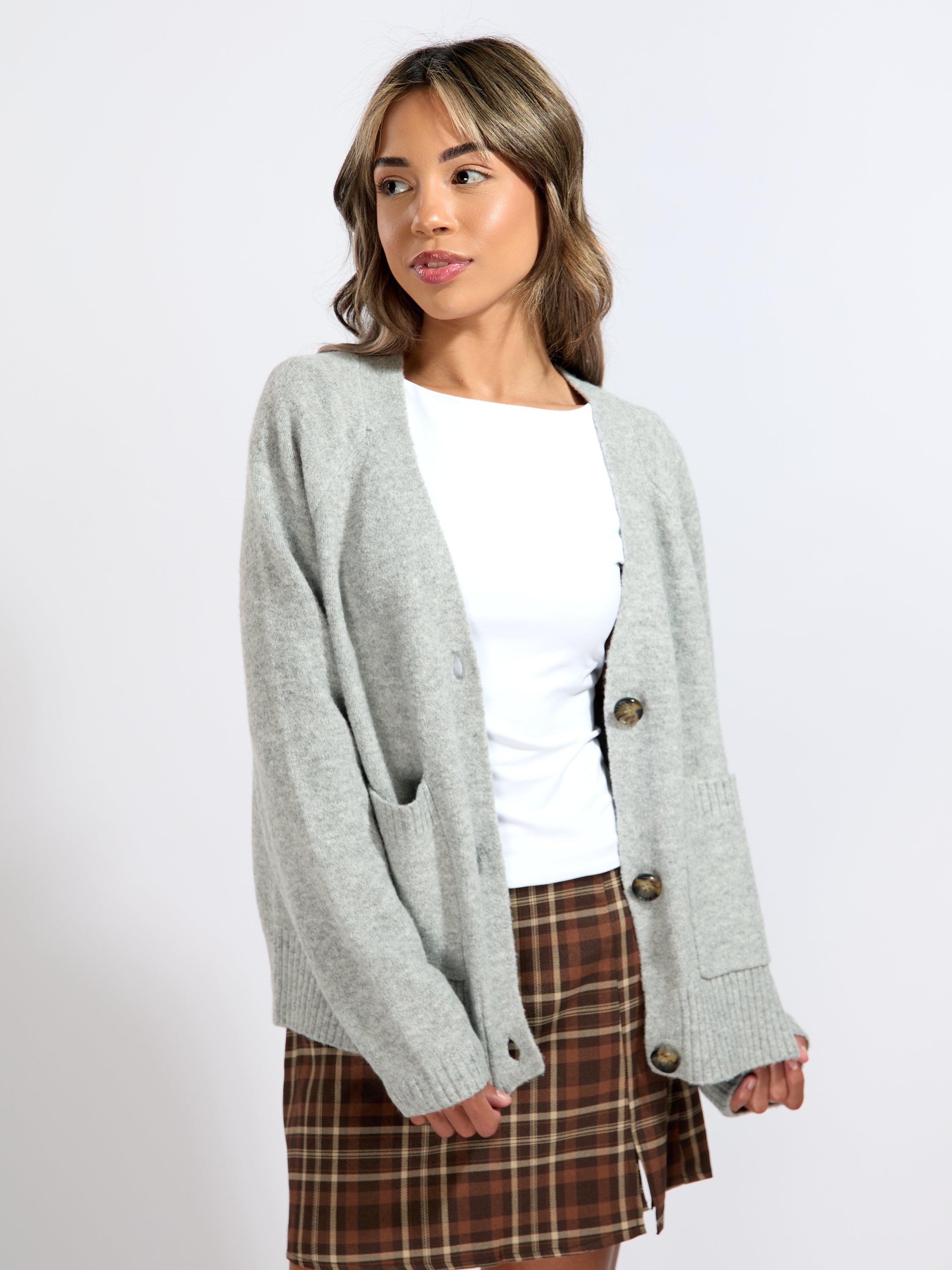 Boom Long Sleeve V-Neck Button Cardigan