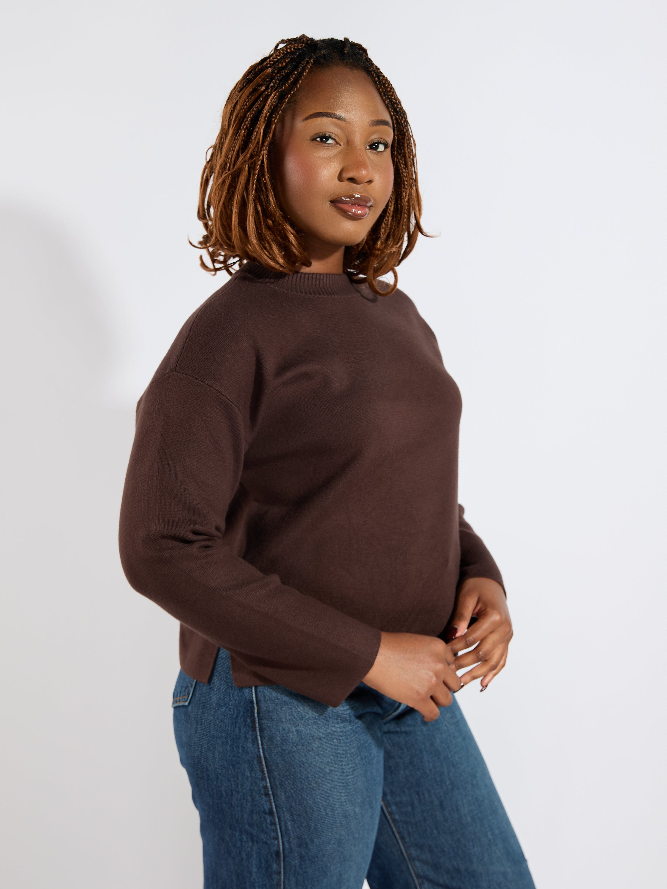 Silje Long Sleeve Crewneck Boxy Sweater