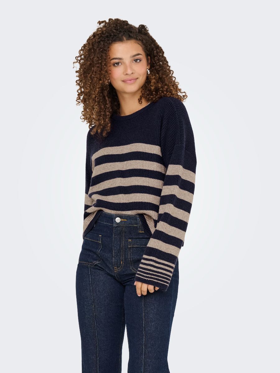 Katia Stripe O-Neck Knit Top