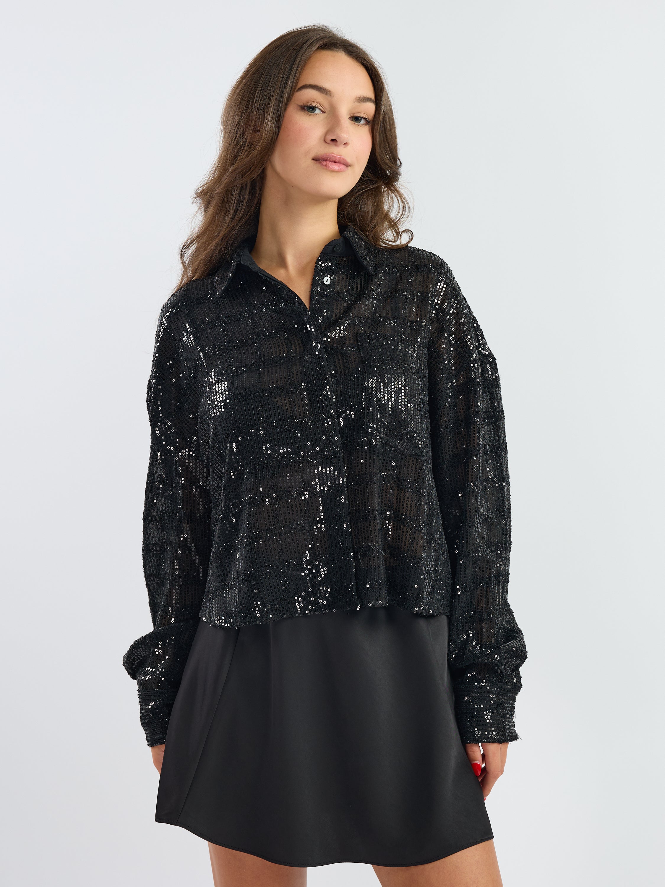 Only Darina Long-Sleeve Sequin Woven Shirt