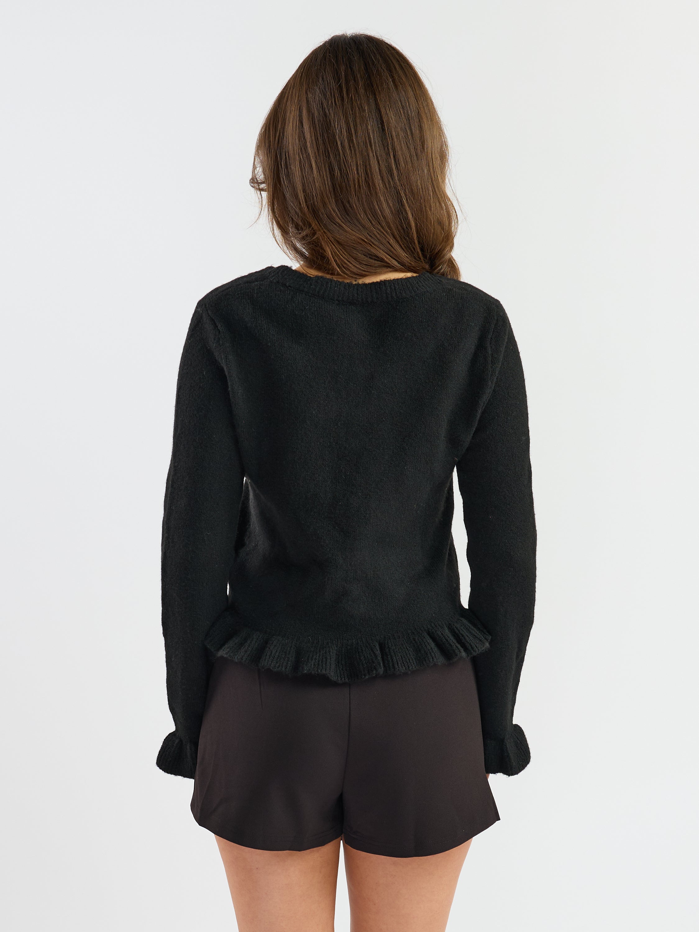 Only Rima Long-Sleeve Frill Button Cardigan