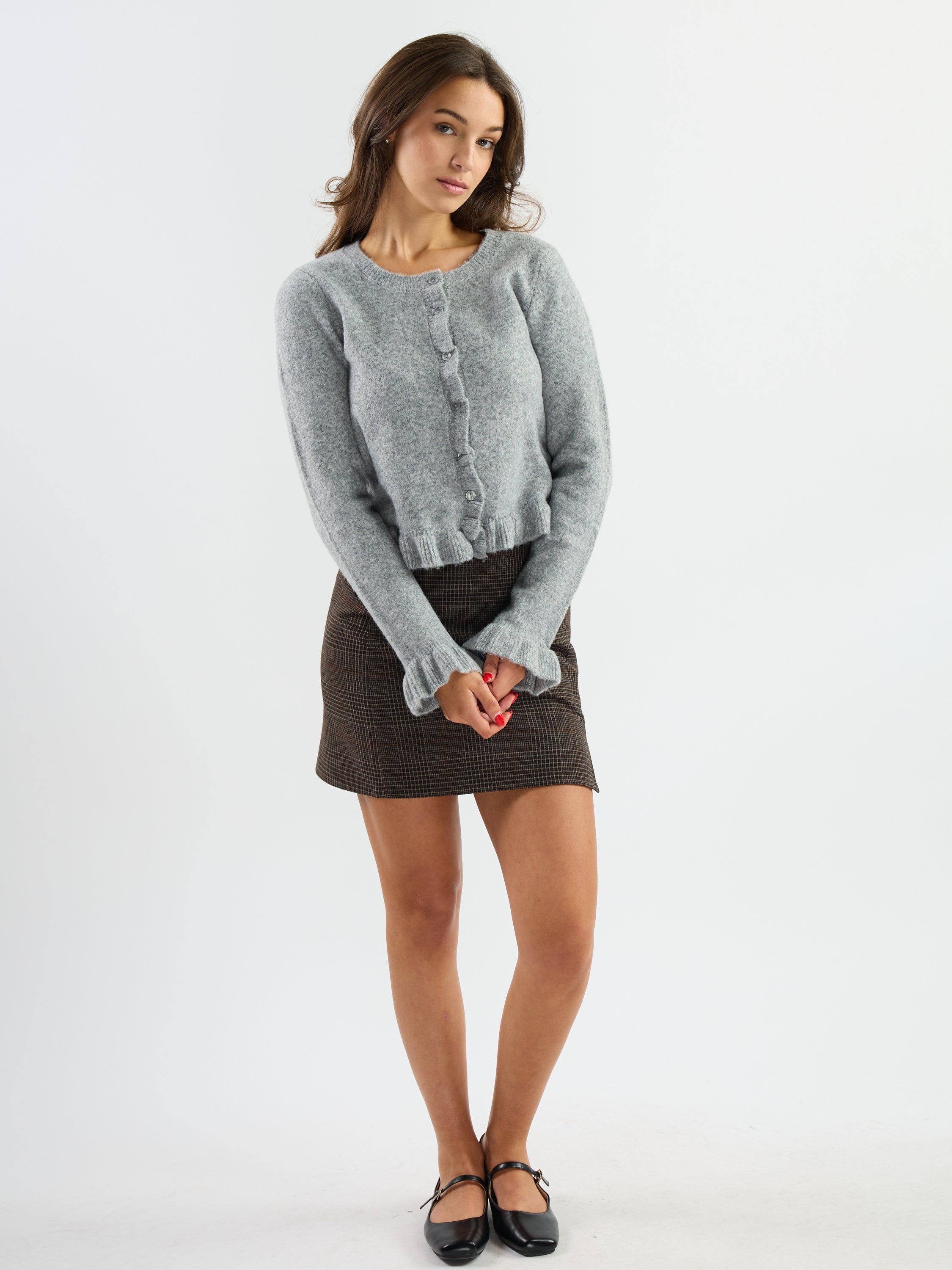 Only Rima Long-Sleeve Frill Button Cardigan