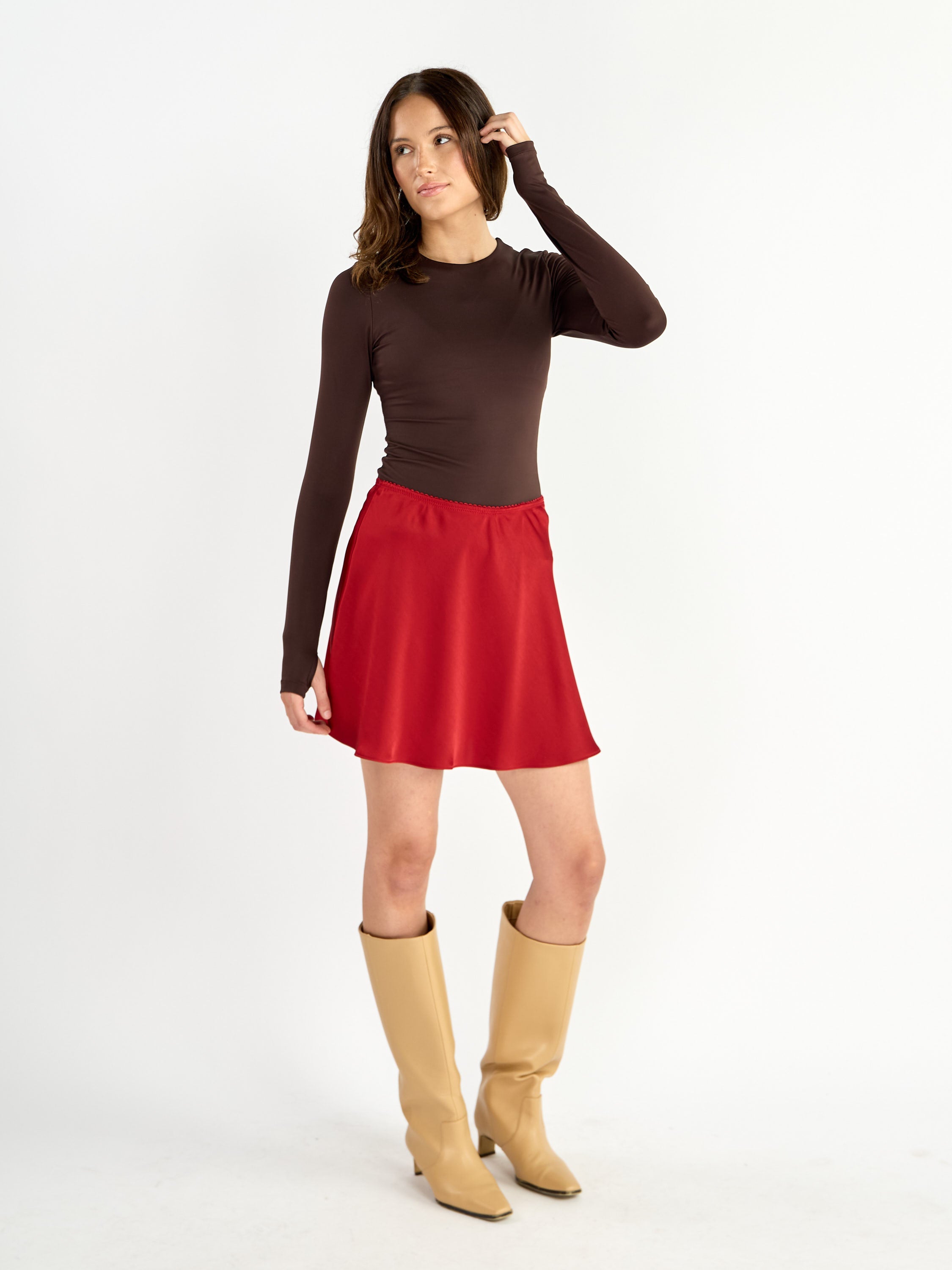 Allina Flare Satin Skirt