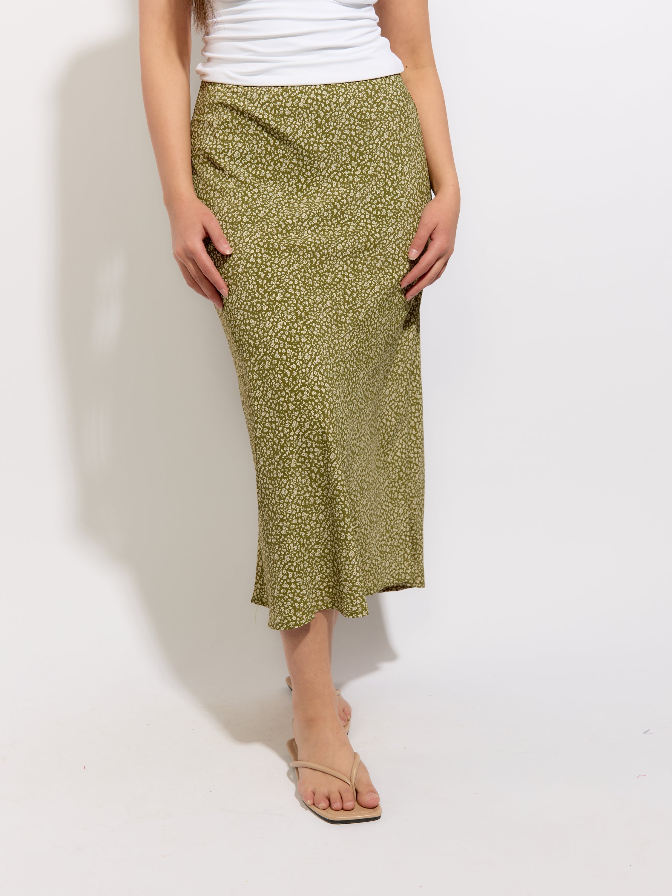 Mixed Midi Floral Skirt