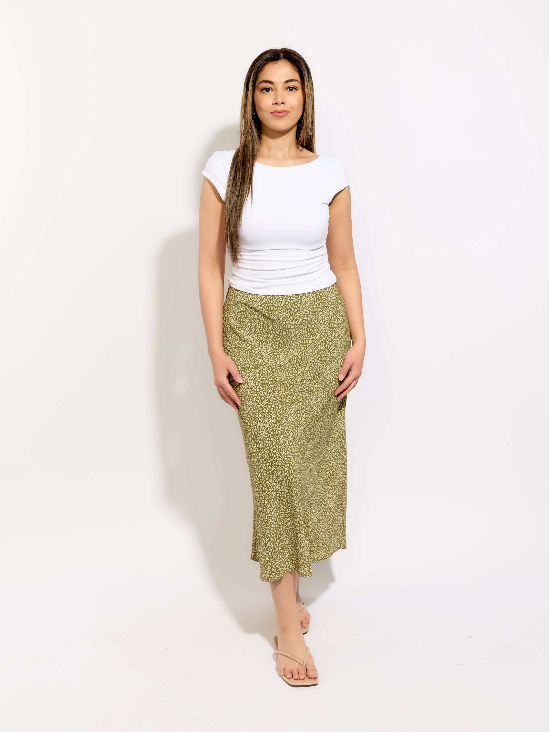 Mixed Midi Floral Skirt