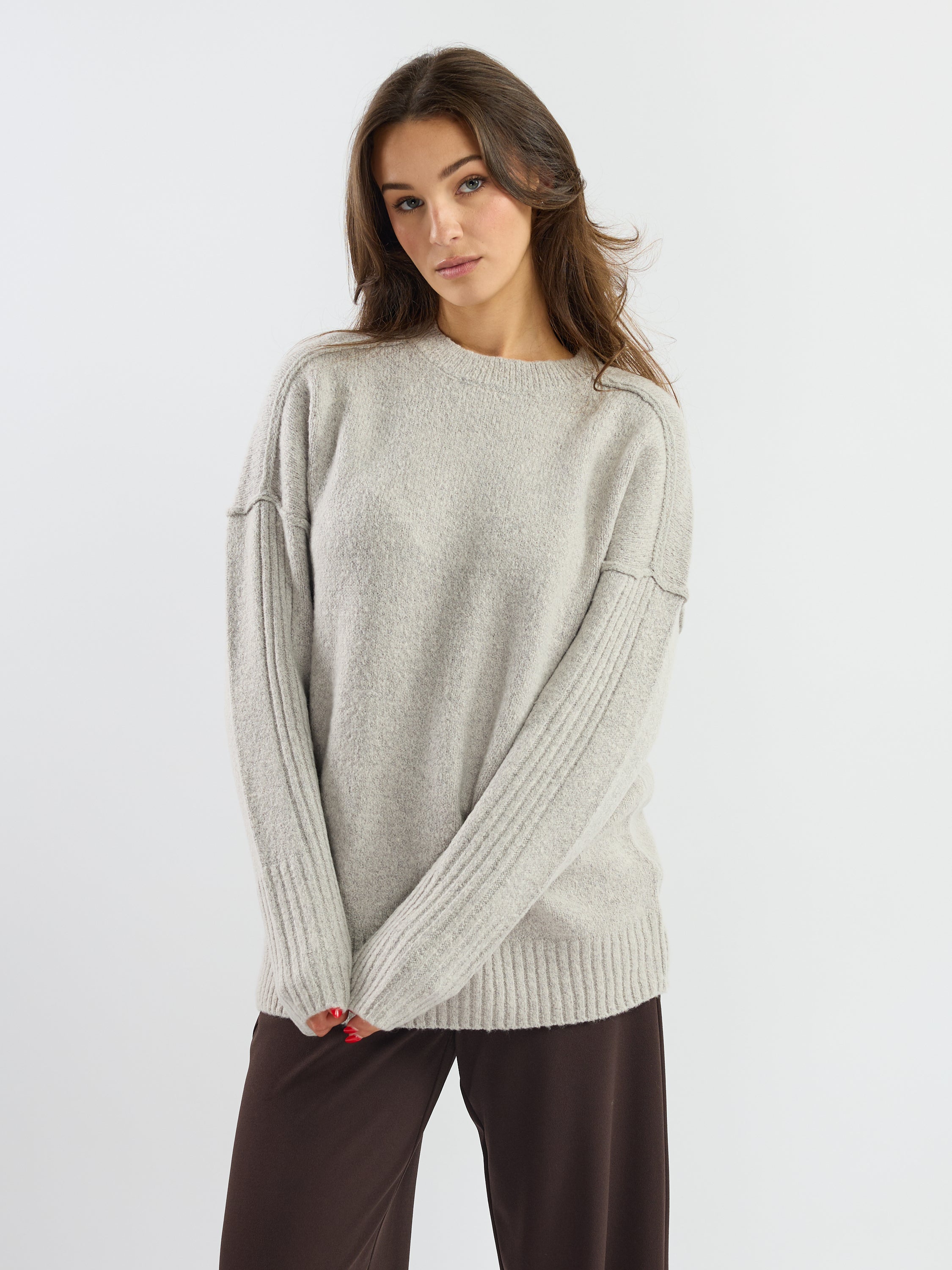 Mossy Seam-Detail Crewneck Pullover