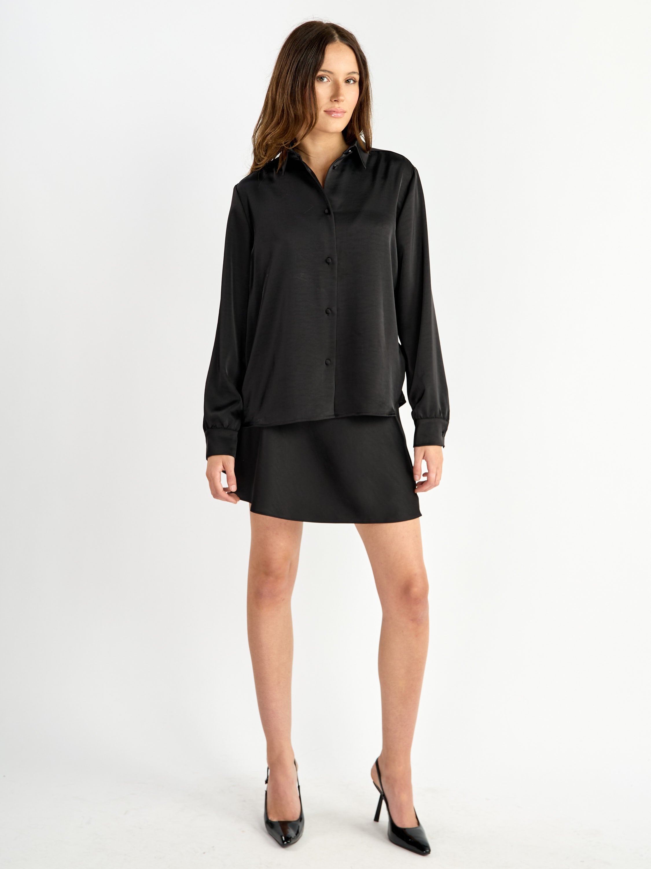 Whitty Long Sleeve Satin Blouse