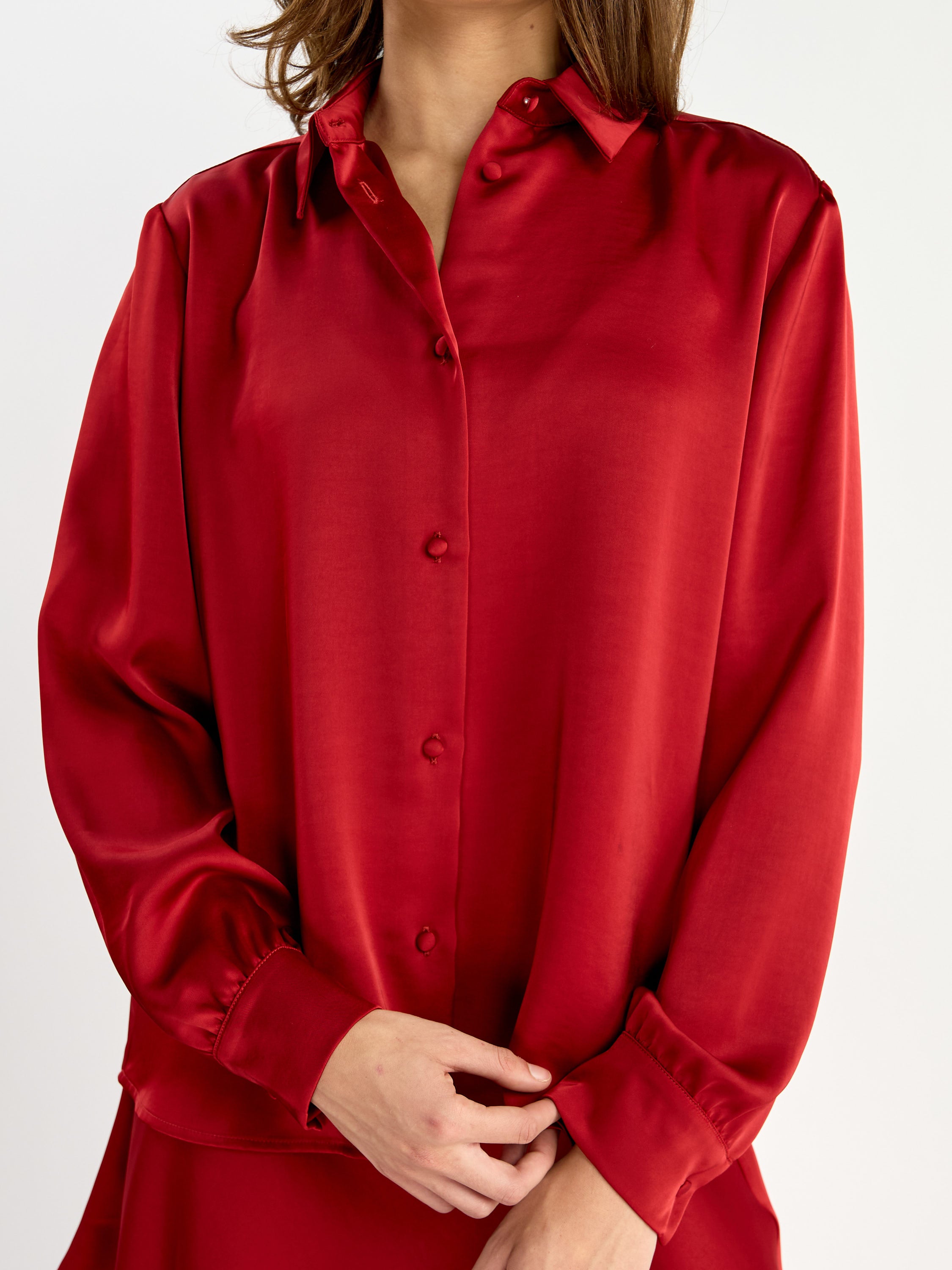 Whitty Long Sleeve Satin Blouse