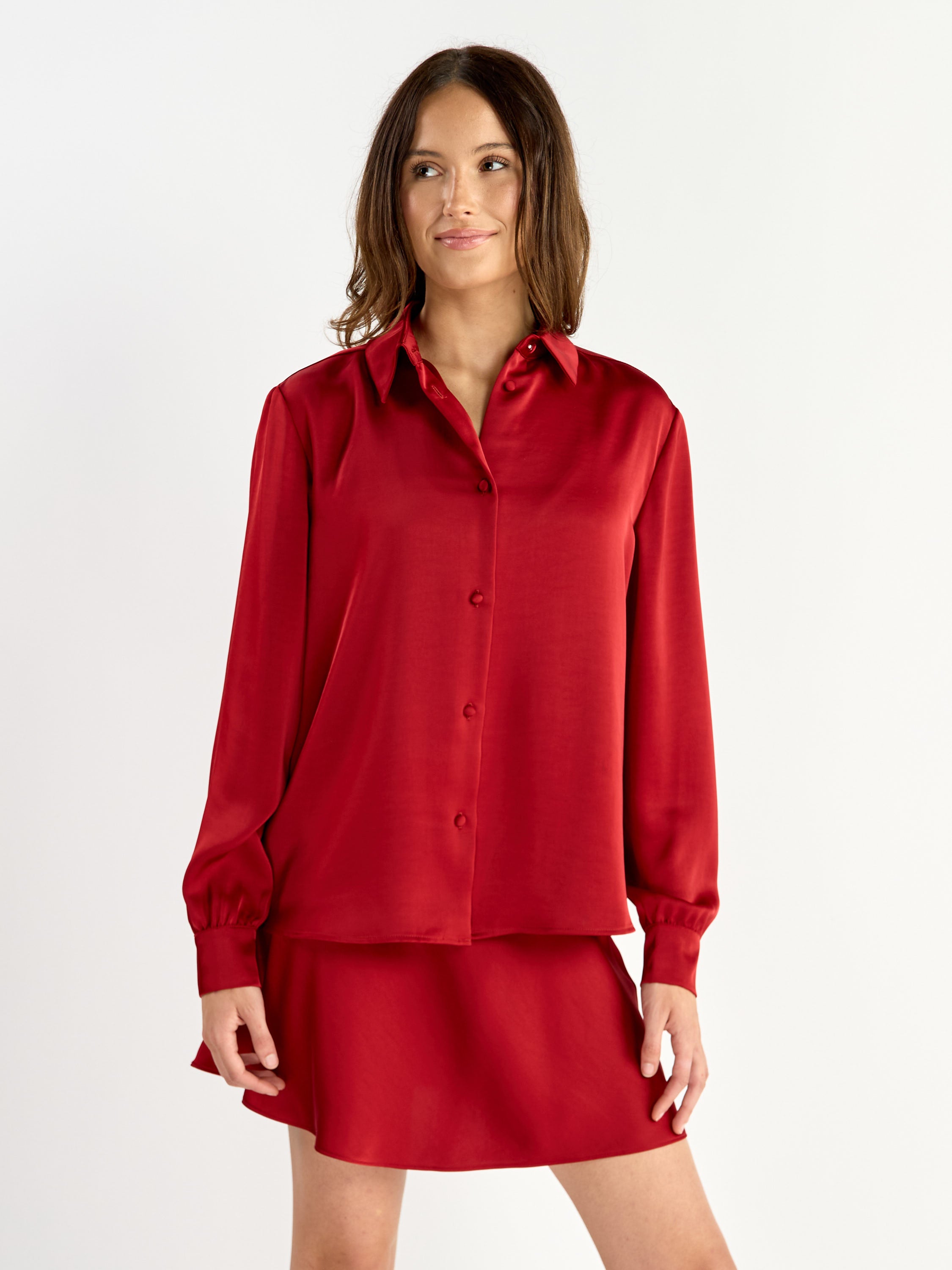 Whitty Long Sleeve Satin Blouse