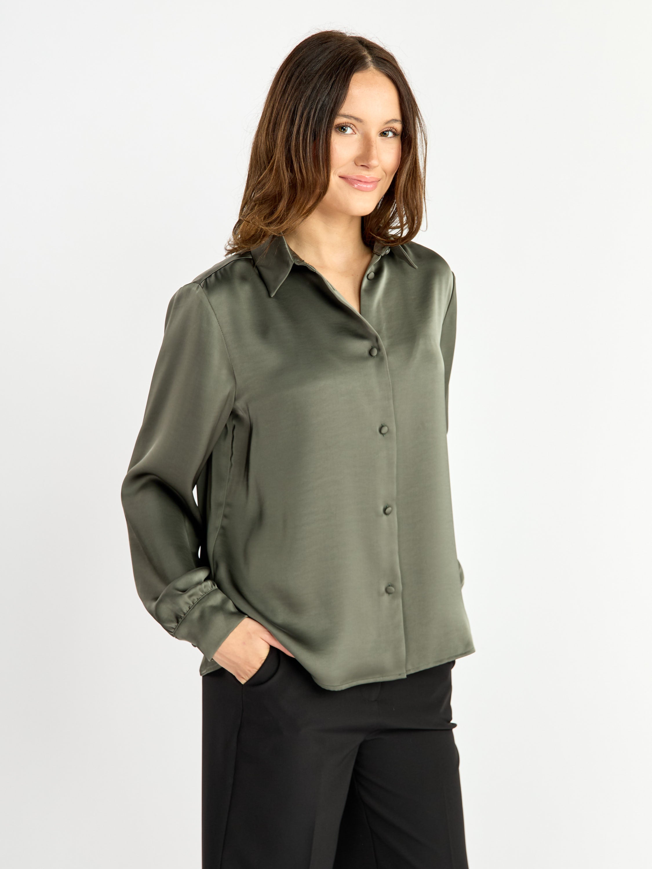 Whitty Long Sleeve Satin Blouse