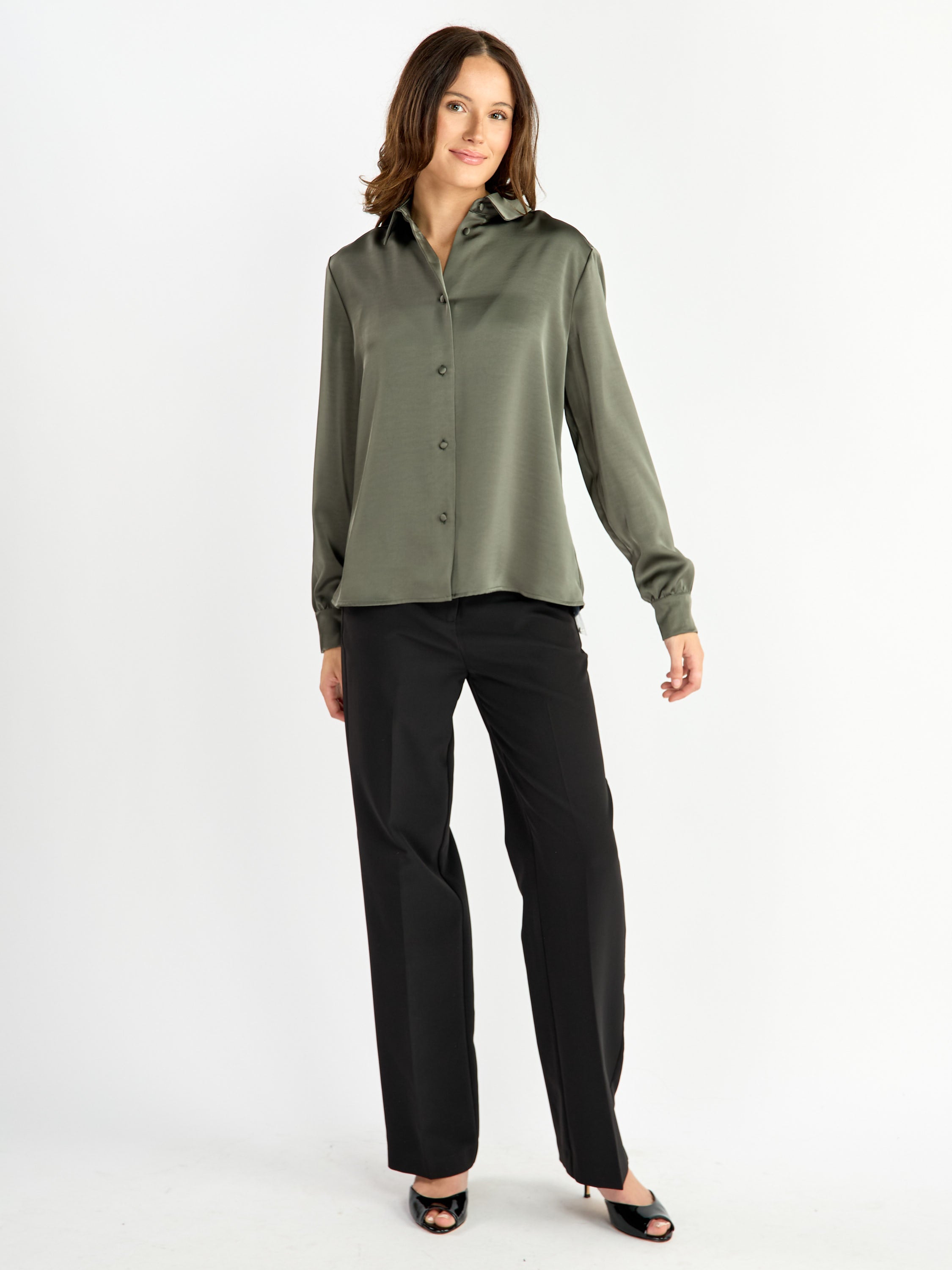 Whitty Long Sleeve Satin Blouse