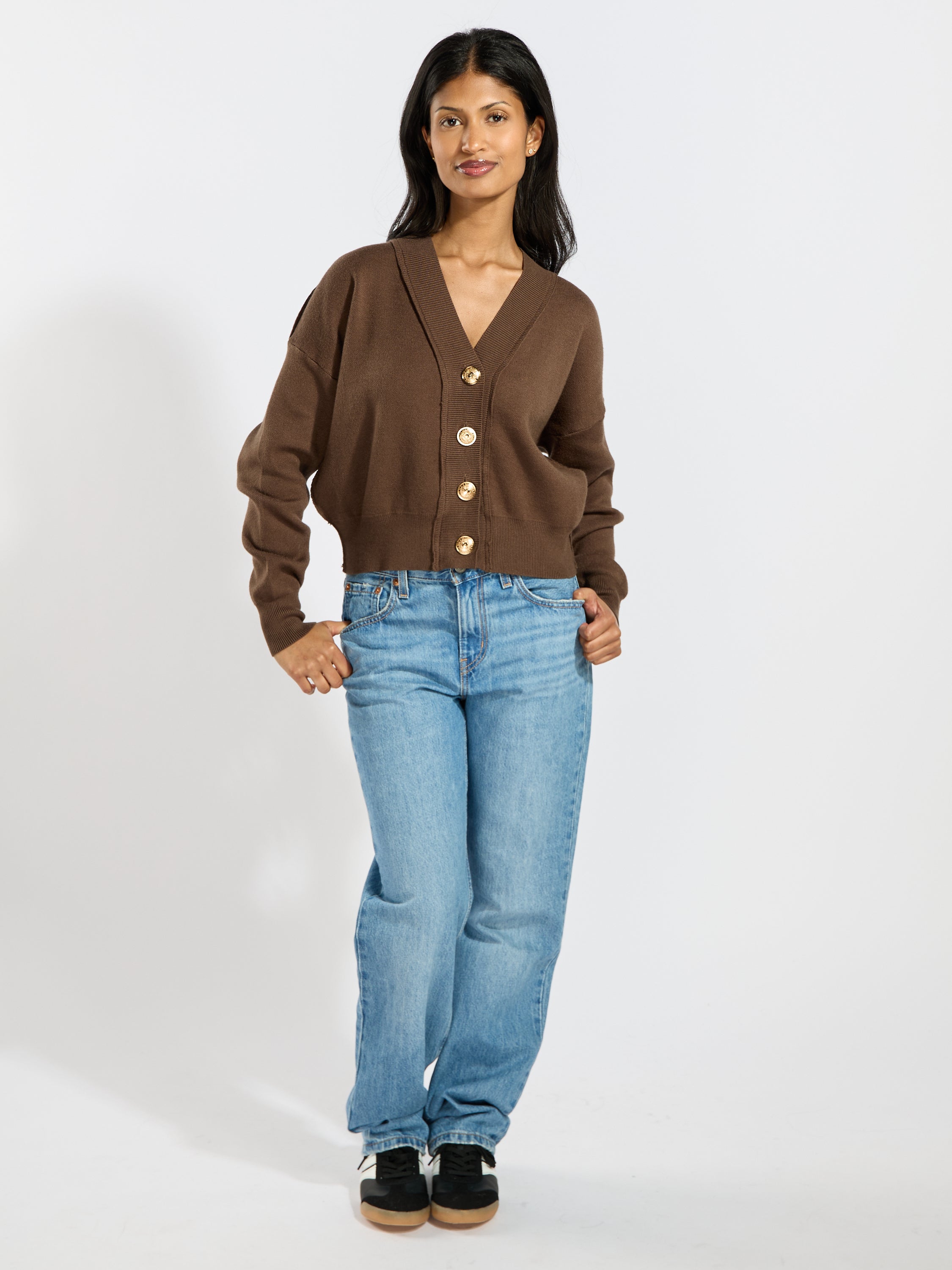 Regi Oversized Gold Button Cardigan