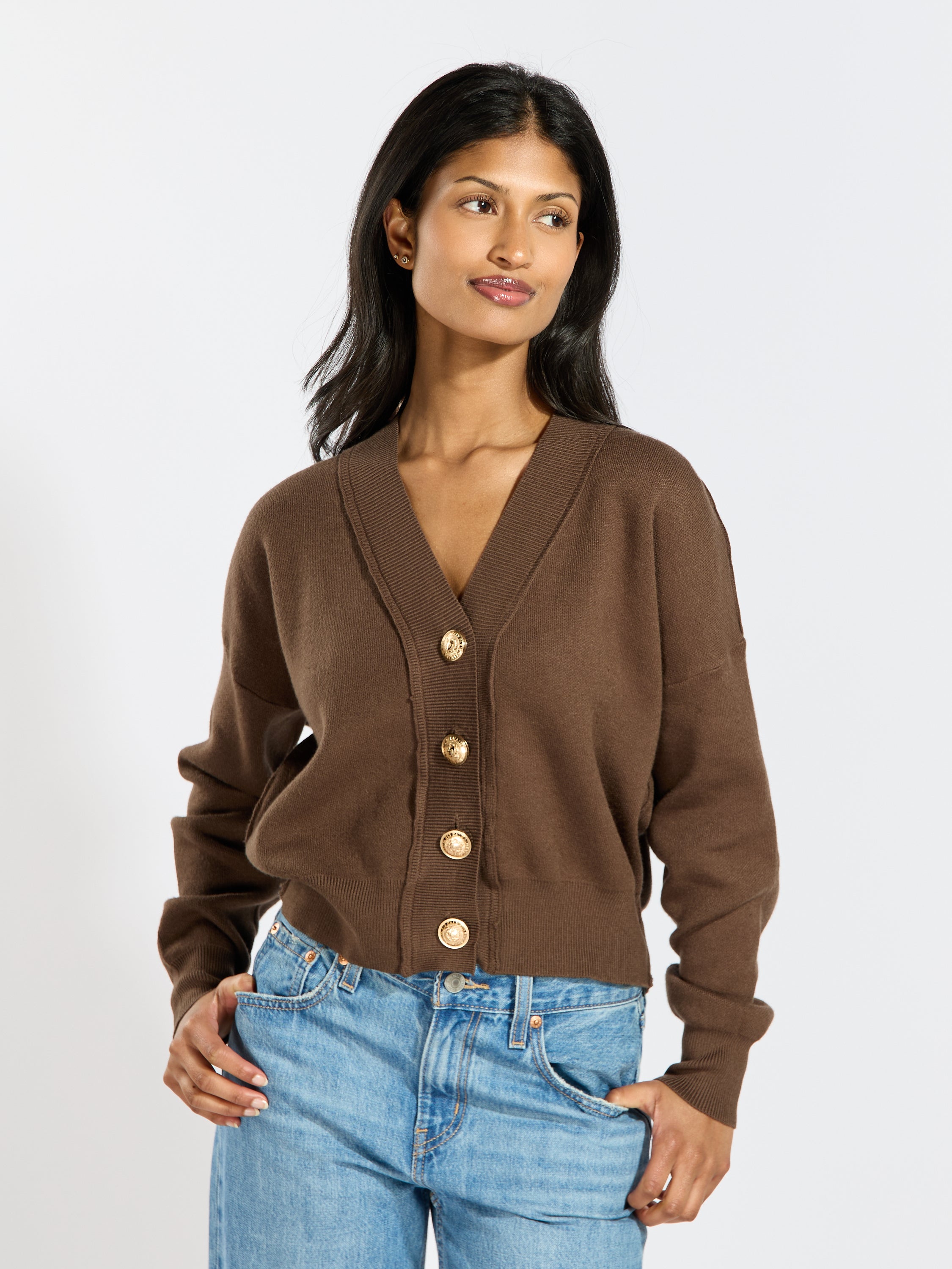 Regi Oversized Gold Button Cardigan