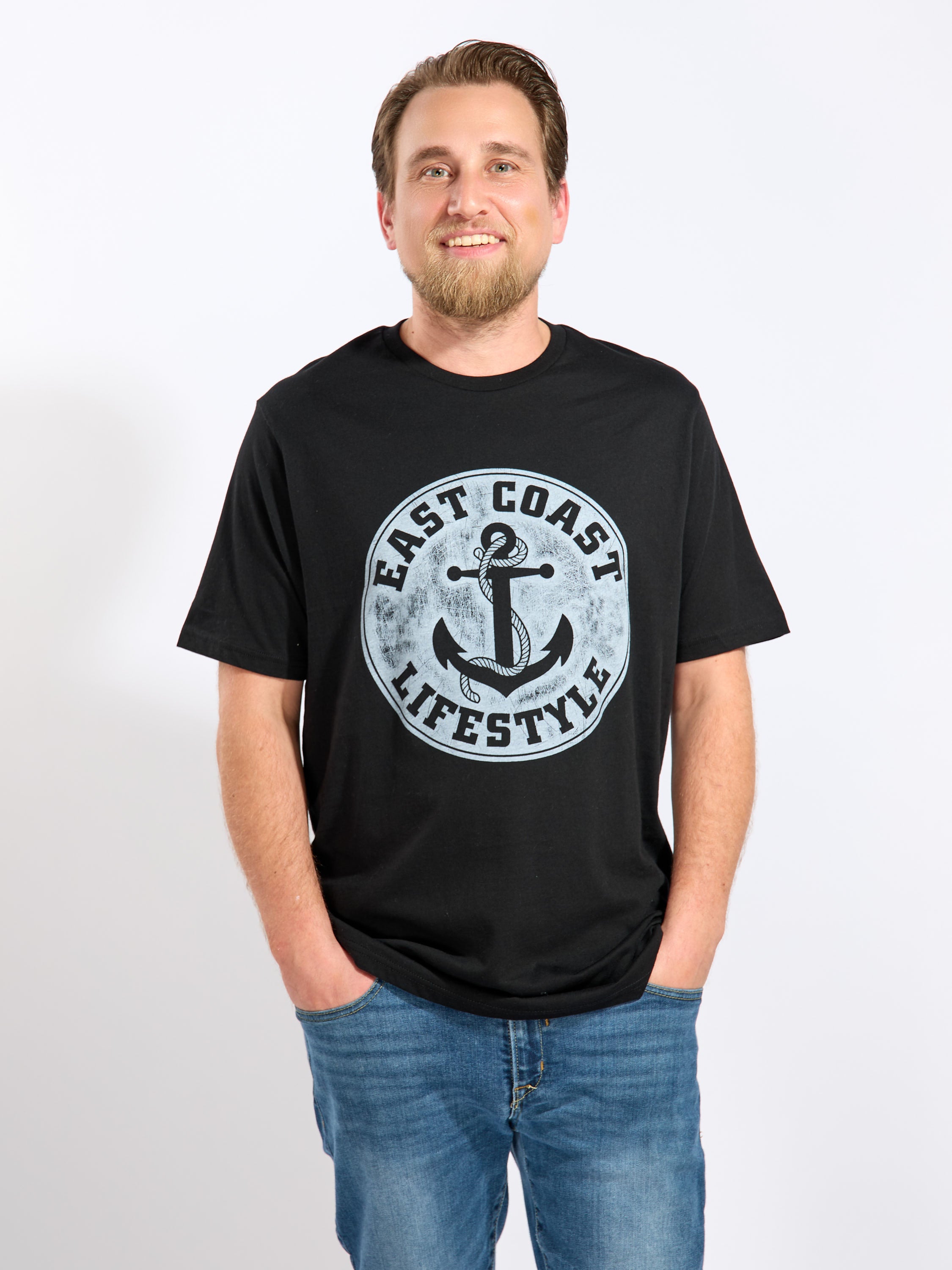 East Coast Lifestyle Distressed Anchor Logo Tee
