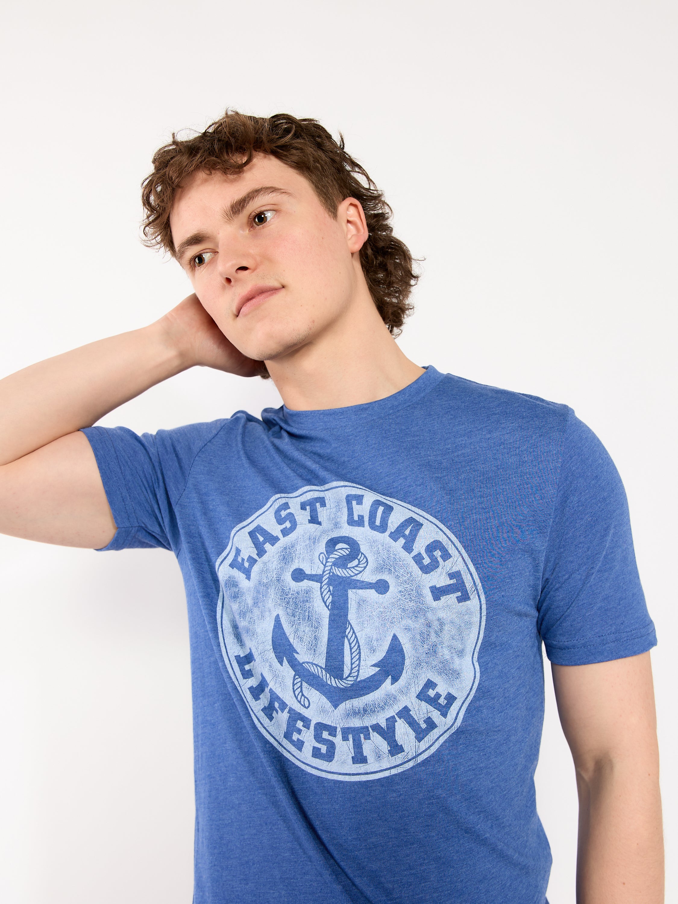 East Coast Lifestyle Distressed Anchor Logo Tee