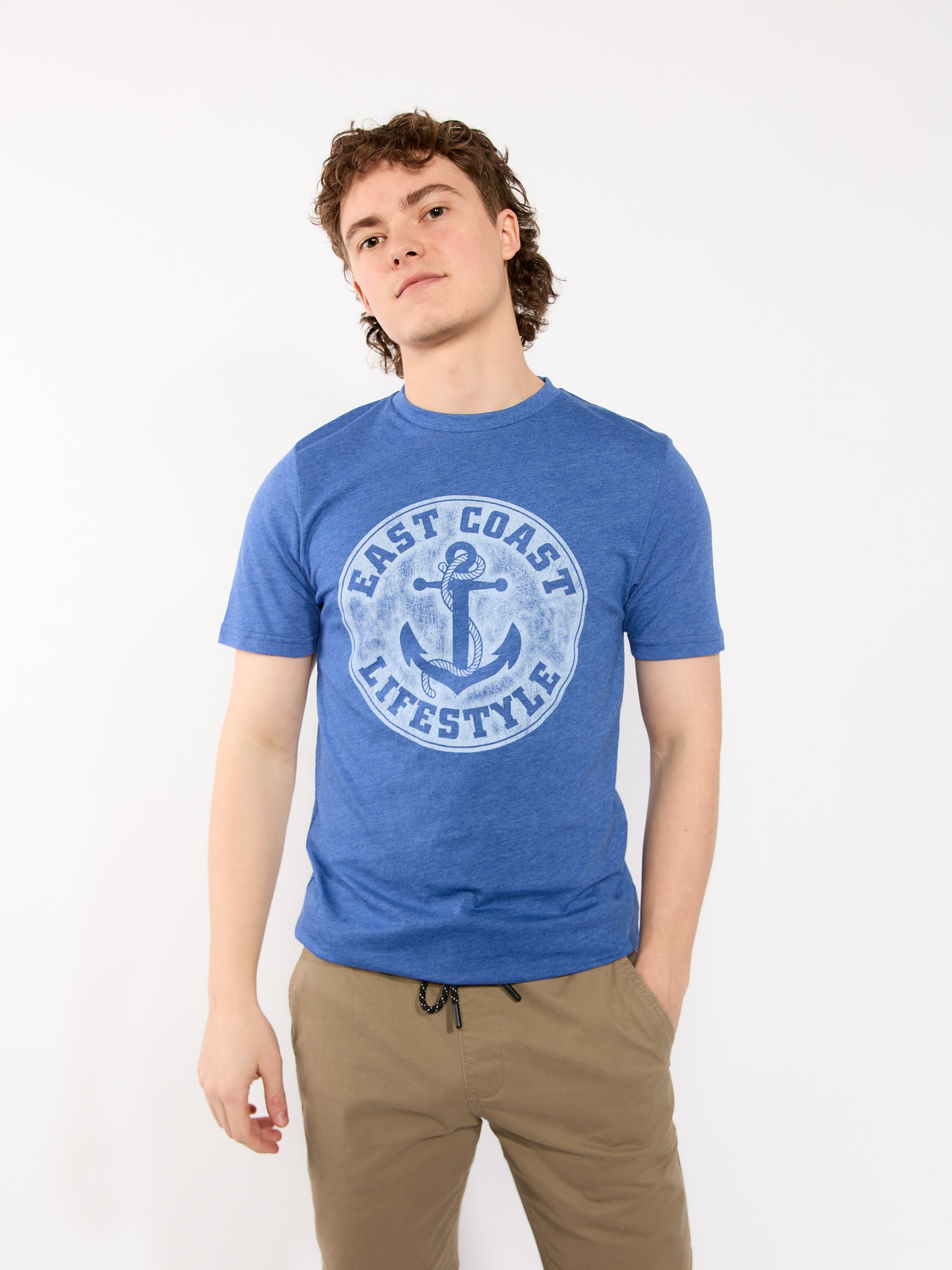 East Coast Lifestyle Distressed Anchor Logo Tee