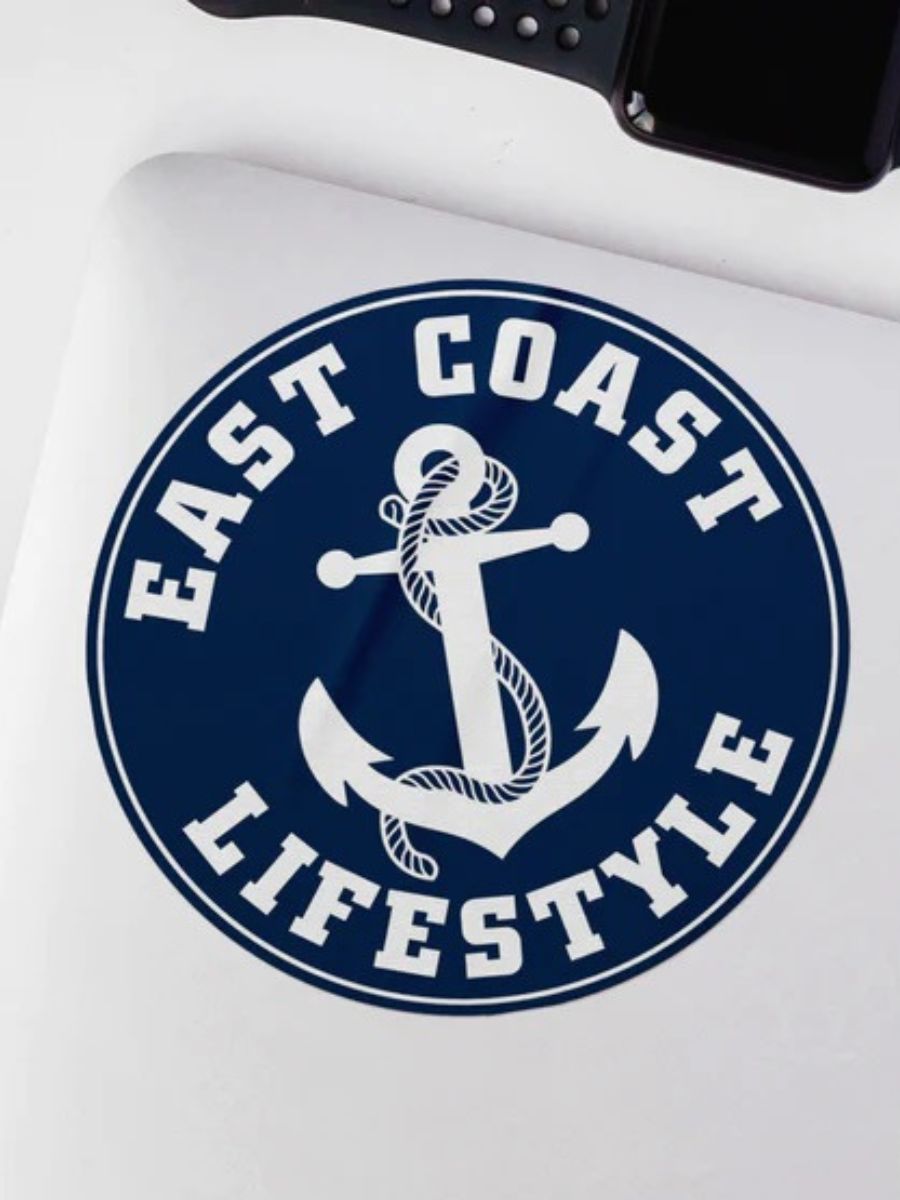 East Coast Lifestyle Anchor Circle Sticker