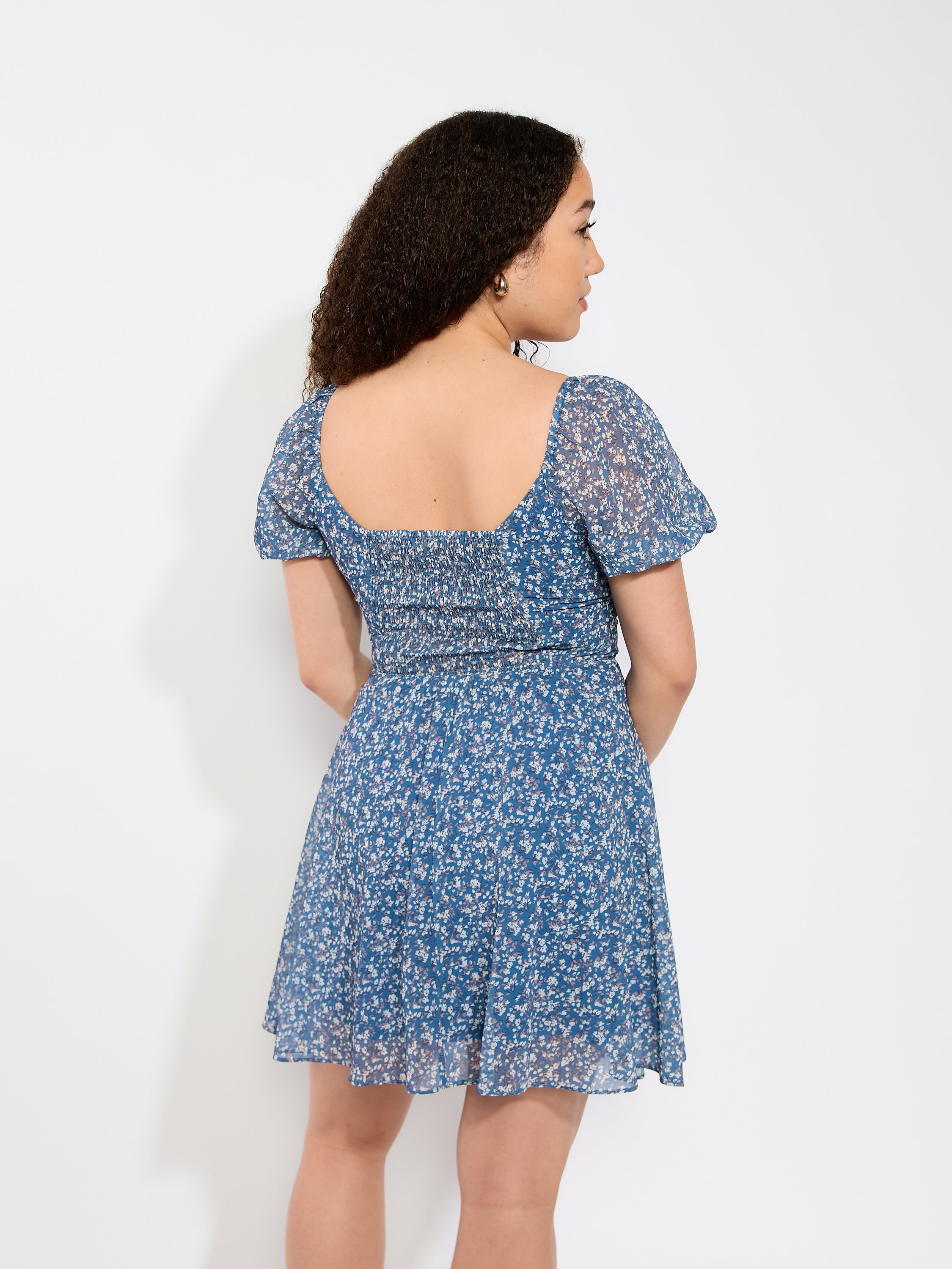 Floral Puff Sleeve Mini Dress