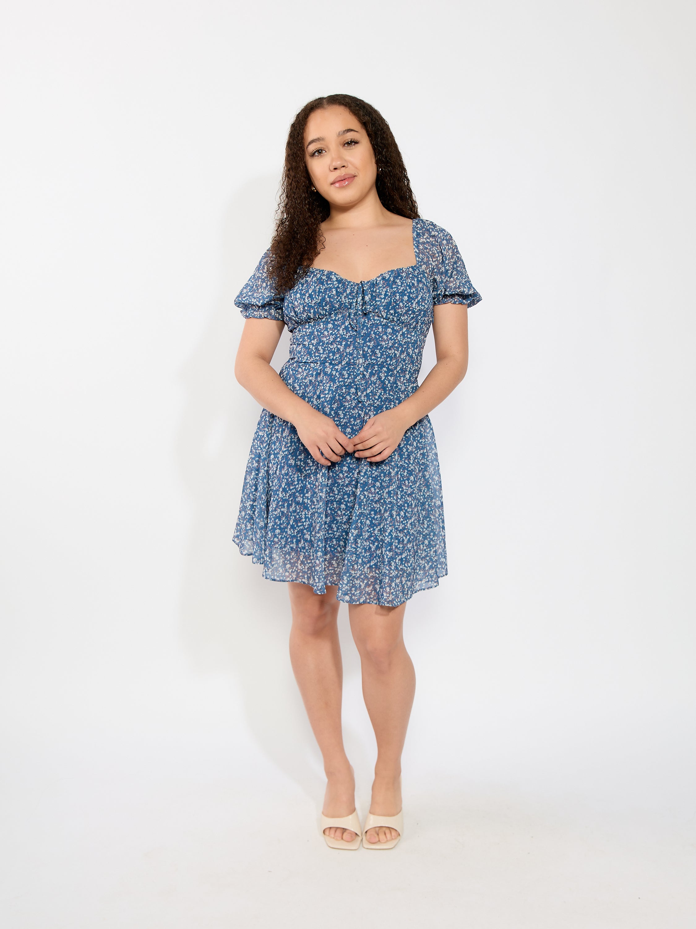 Floral Puff Sleeve Mini Dress