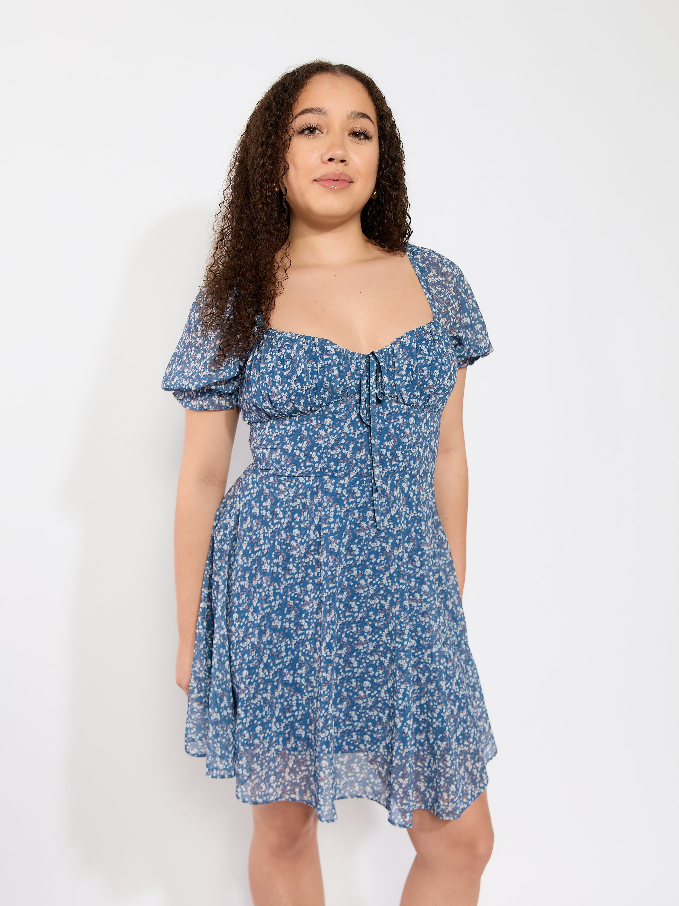 Floral Puff Sleeve Mini Dress