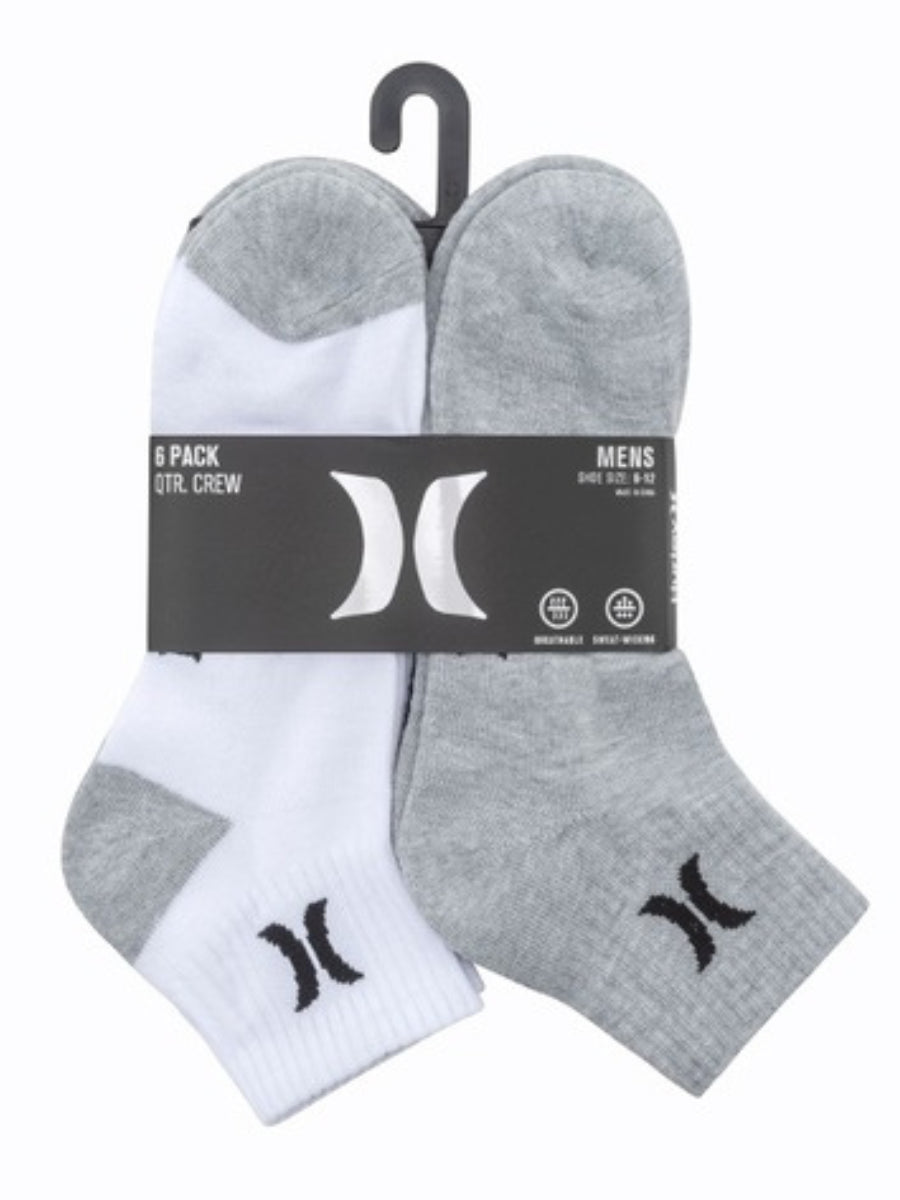 Hurley Men's 1/2 Terry Quarter 6-Pack Socks
