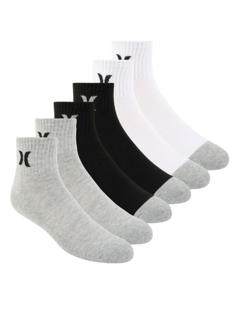 Hurley Men's 1/2 Terry Quarter 6-Pack Socks