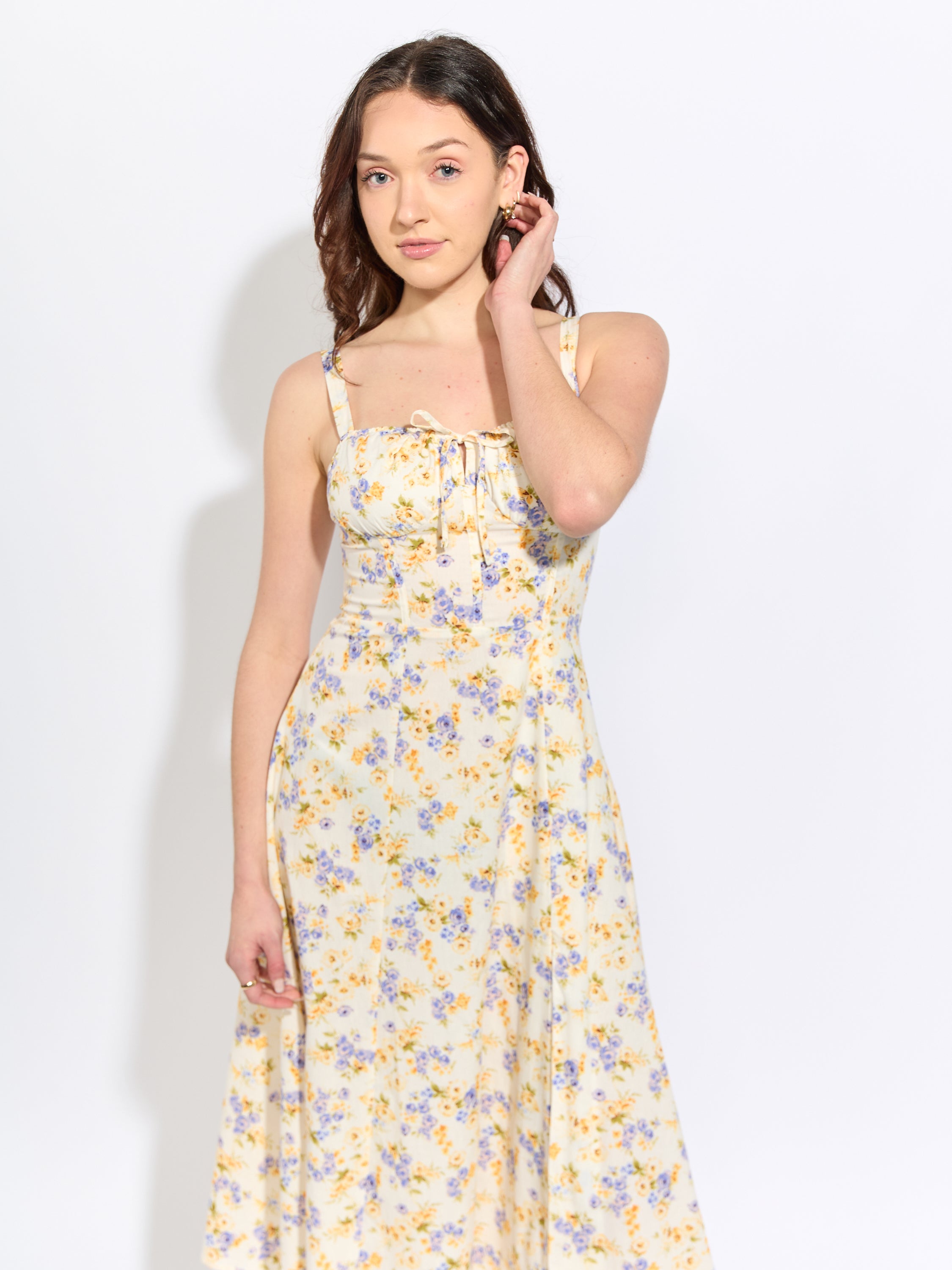 Bethany Floral Tie Front Midi Dress