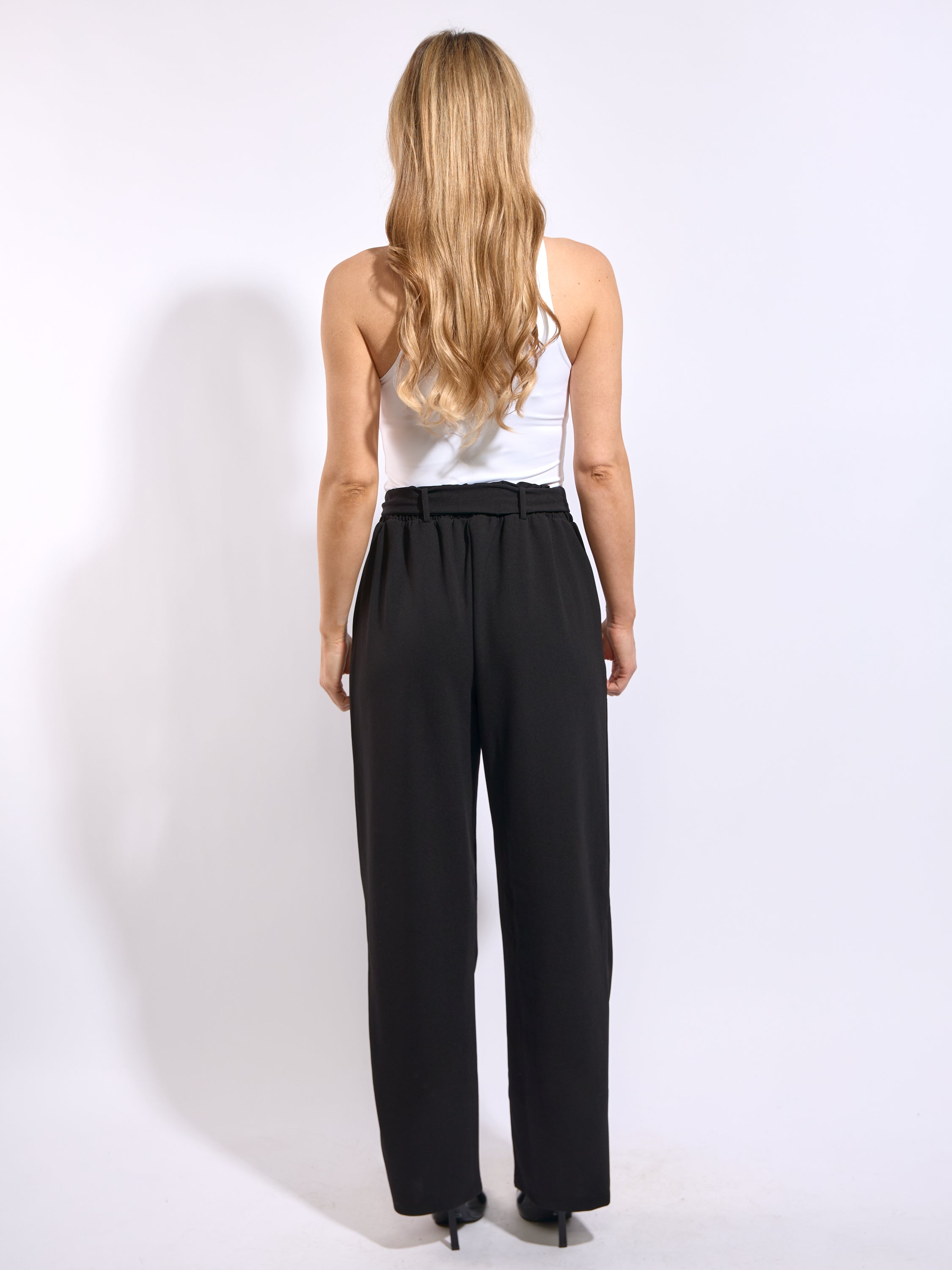Ribbon Tie Wide Leg Dress Pant
