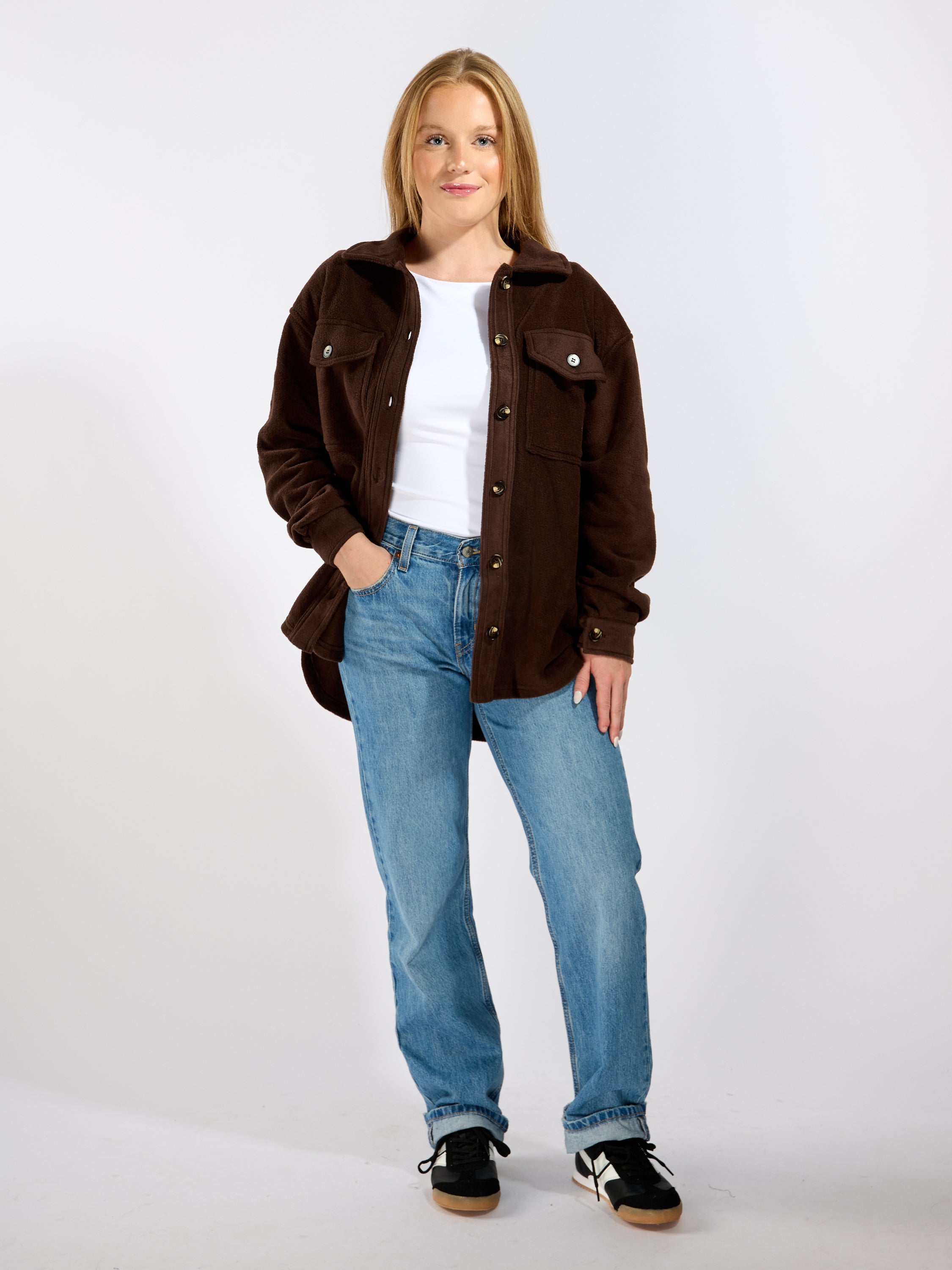 Fleece Long Sleeve Solid Shacket