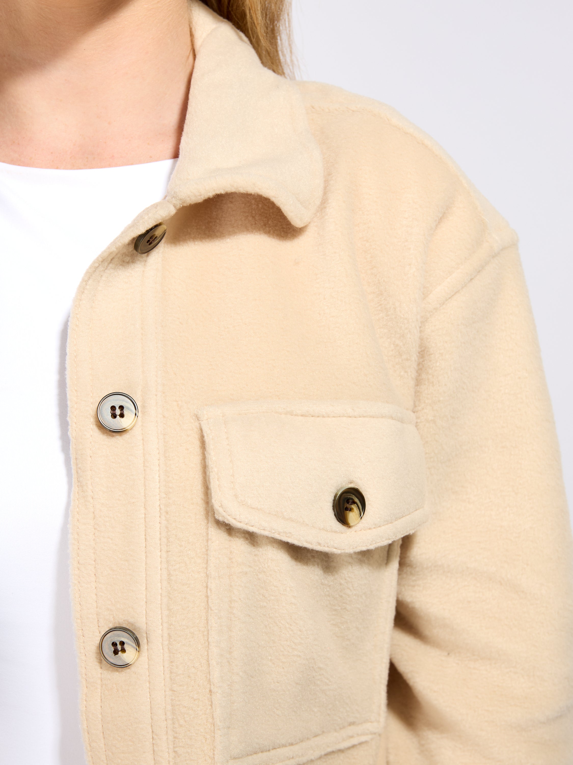Fleece Long Sleeve Solid Shacket