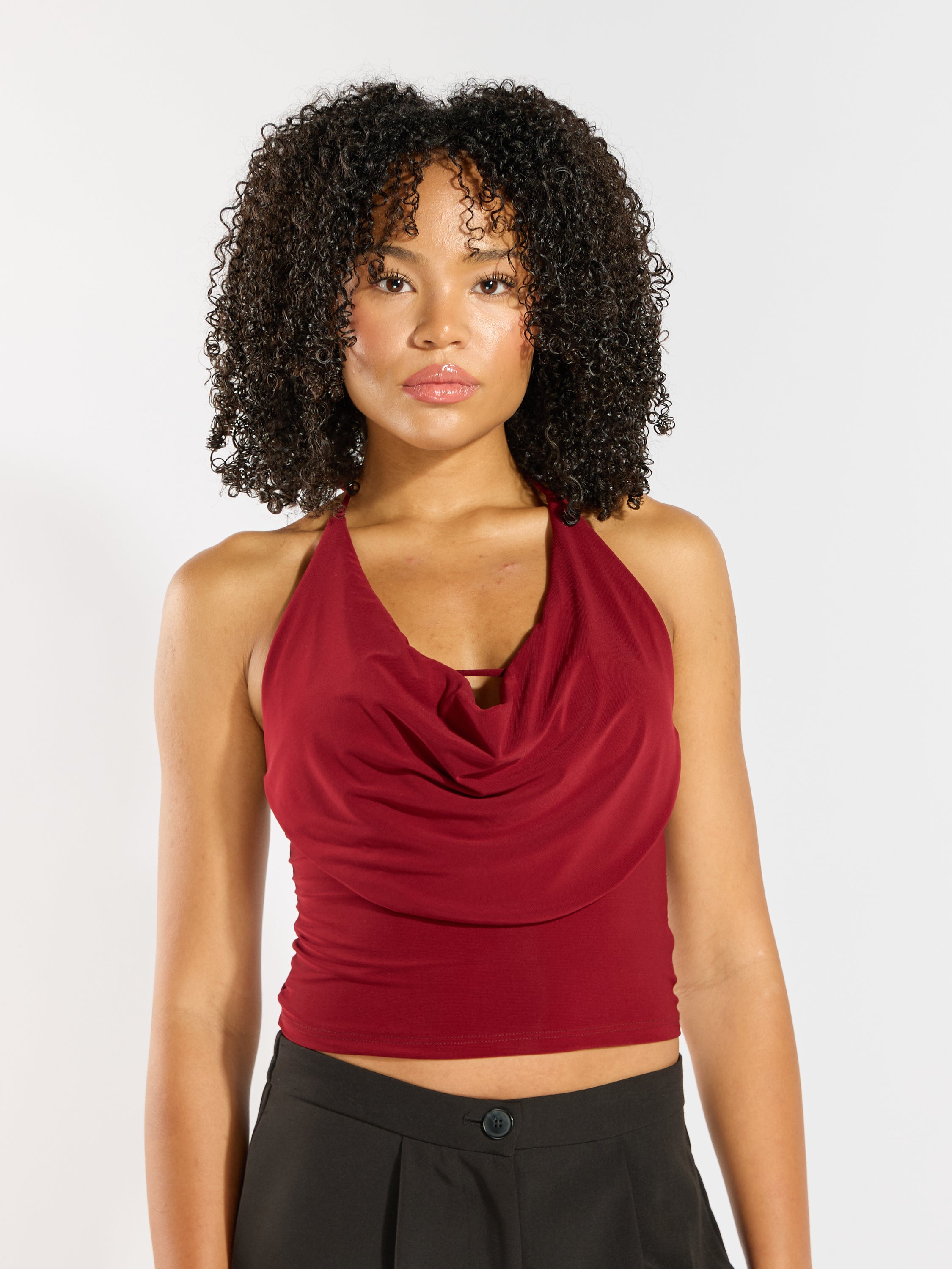 Lucy Solid Halter Tie Top