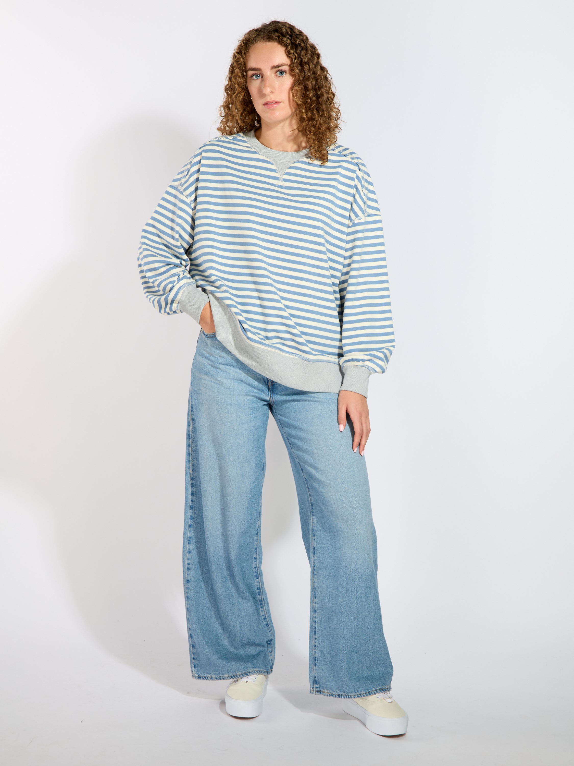 Terry Stripe Crewneck Sweater
