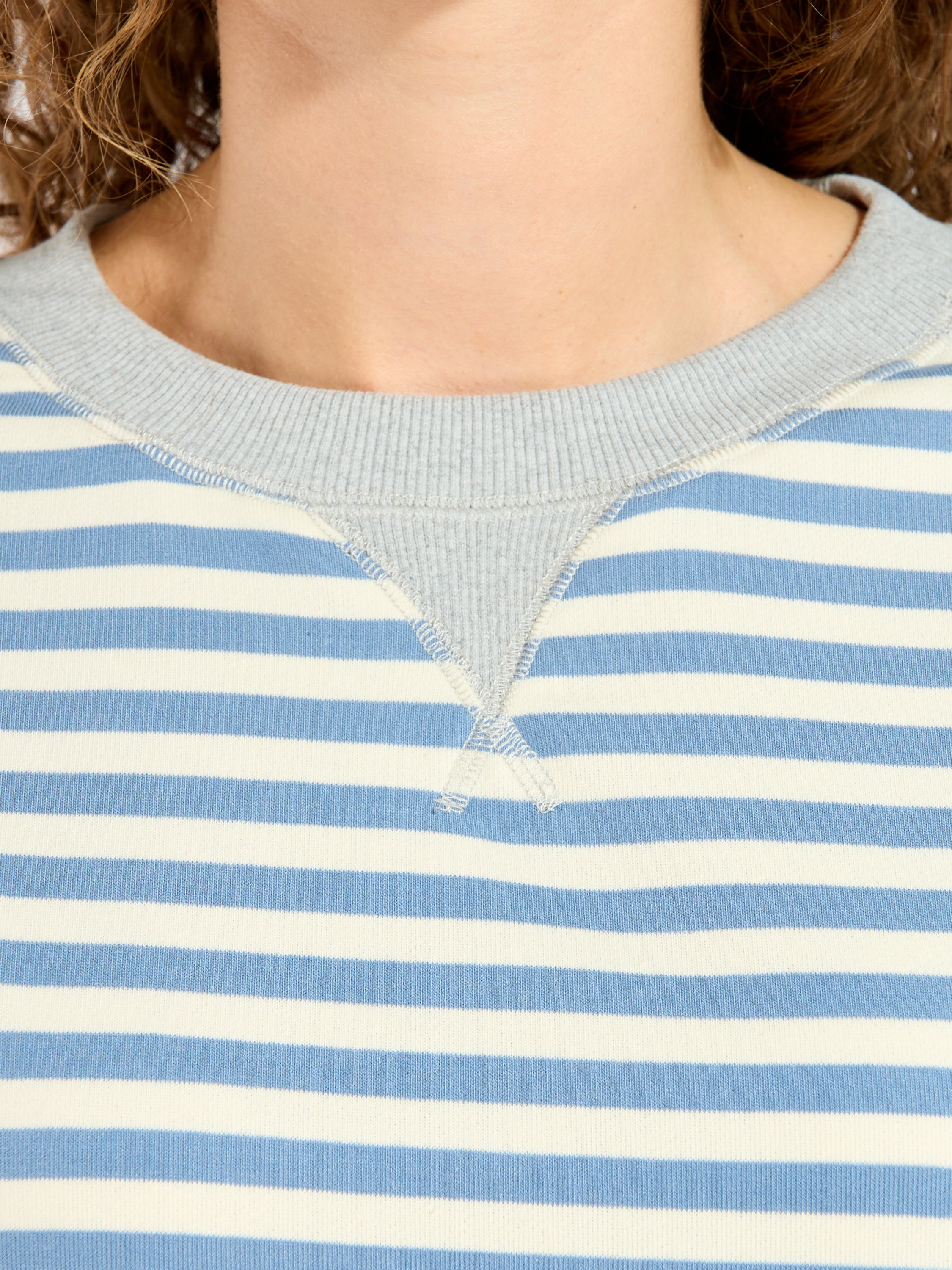 Terry Stripe Crewneck Sweater