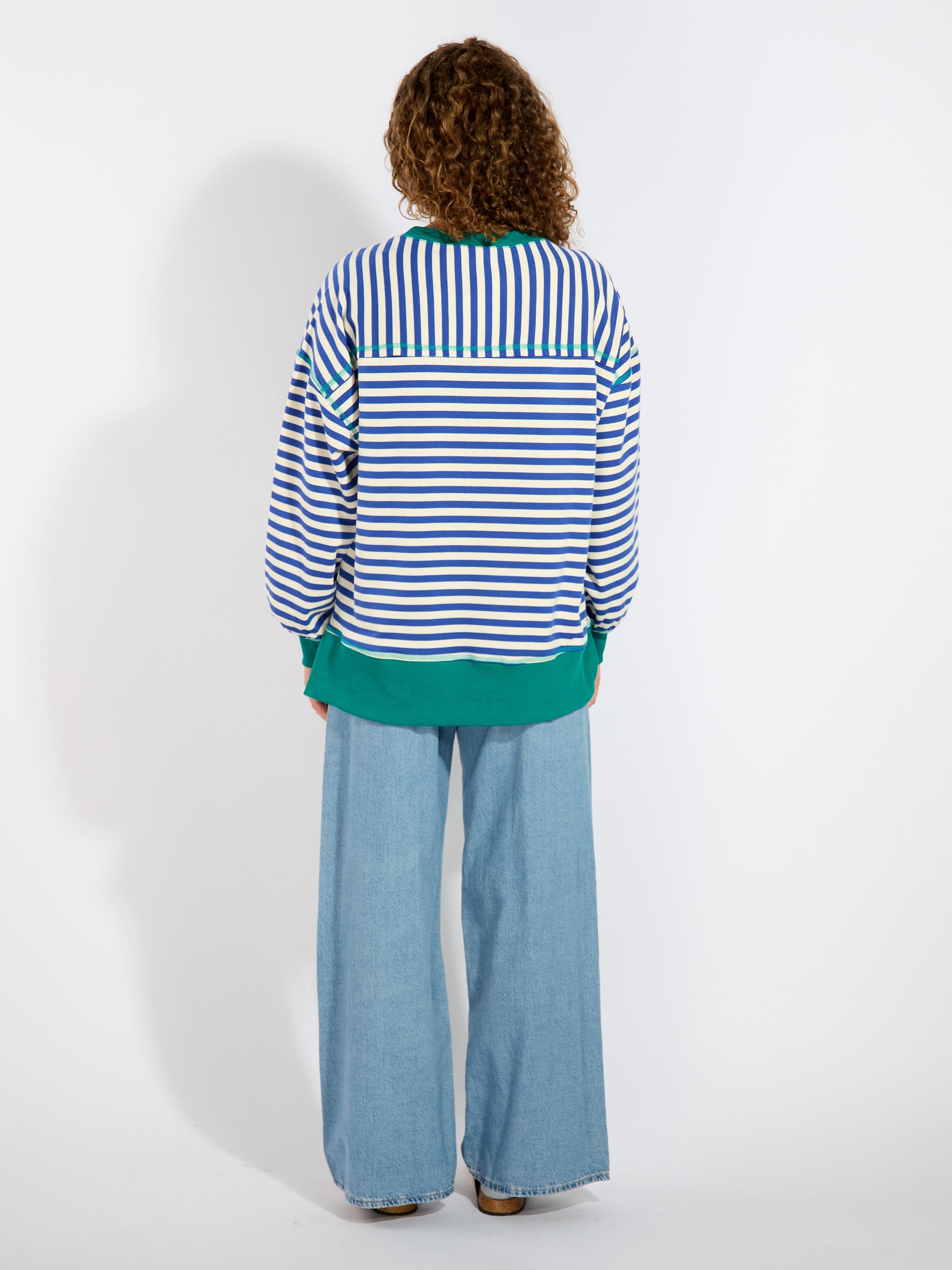 Terry Stripe Crewneck Sweater