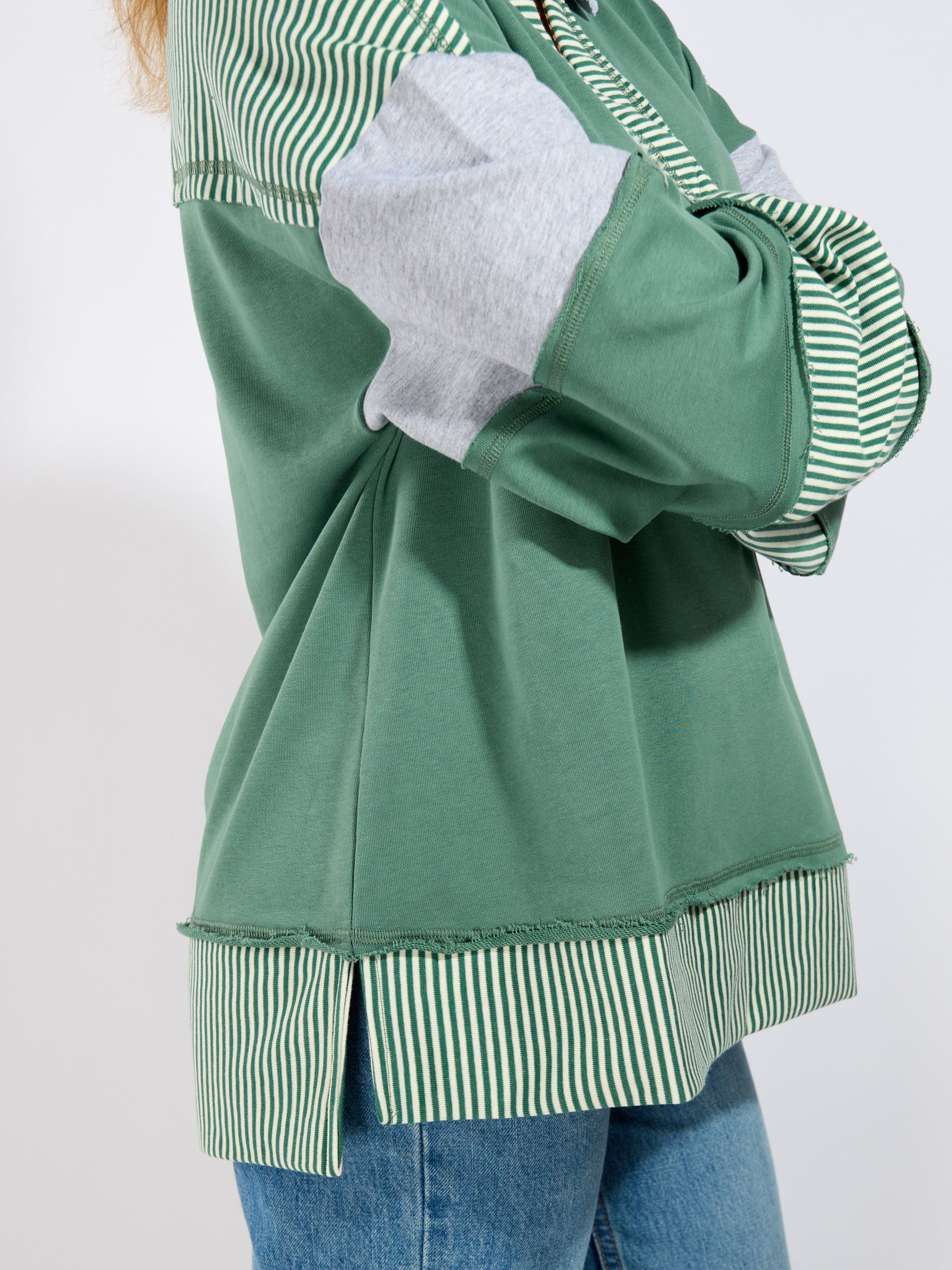 Color Block Solid Stripe Pullover