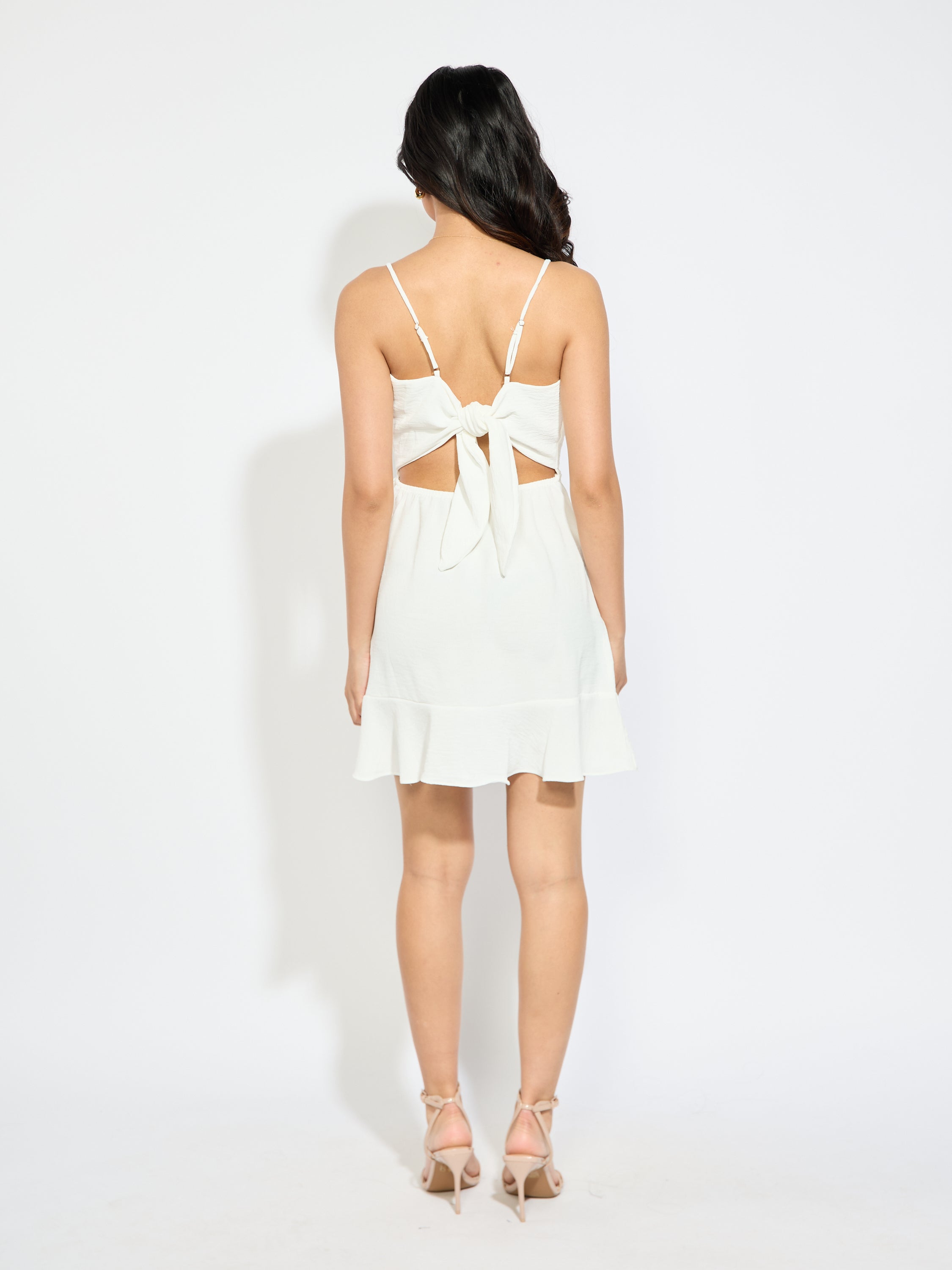 Debra Ruffle Side Tie Back Dress