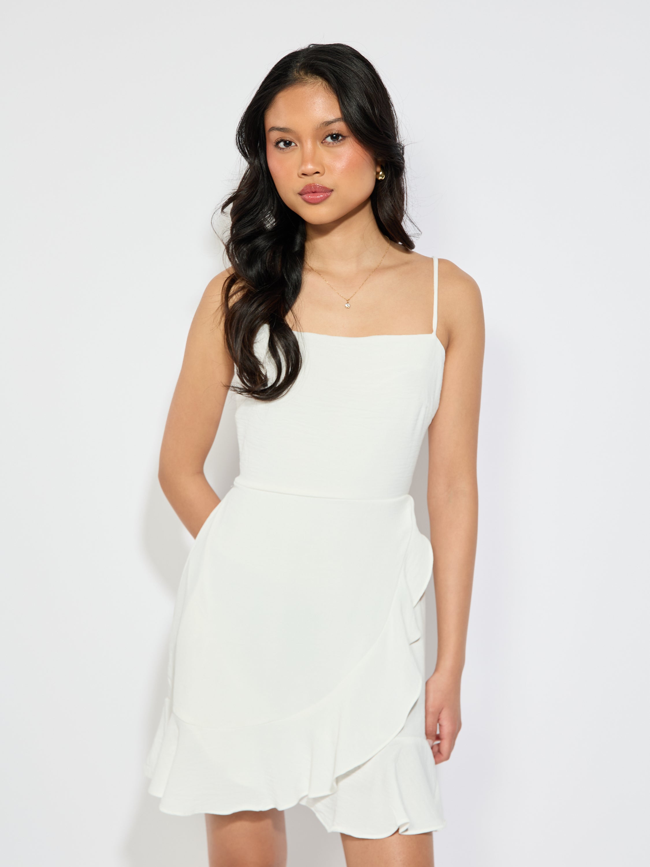 Debra Ruffle Side Tie Back Dress