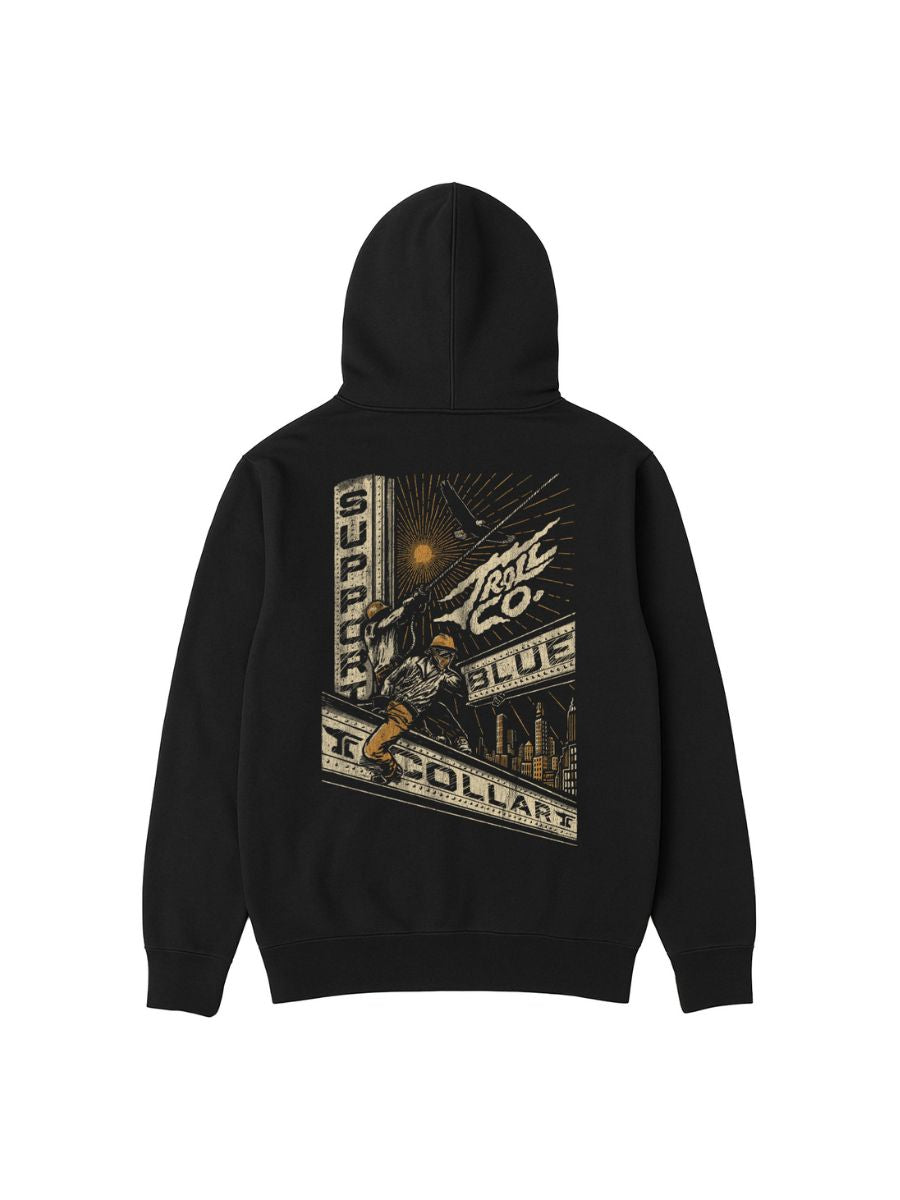 Troll Co. Support Blue Collar Skyline Hoodie – Pseudio