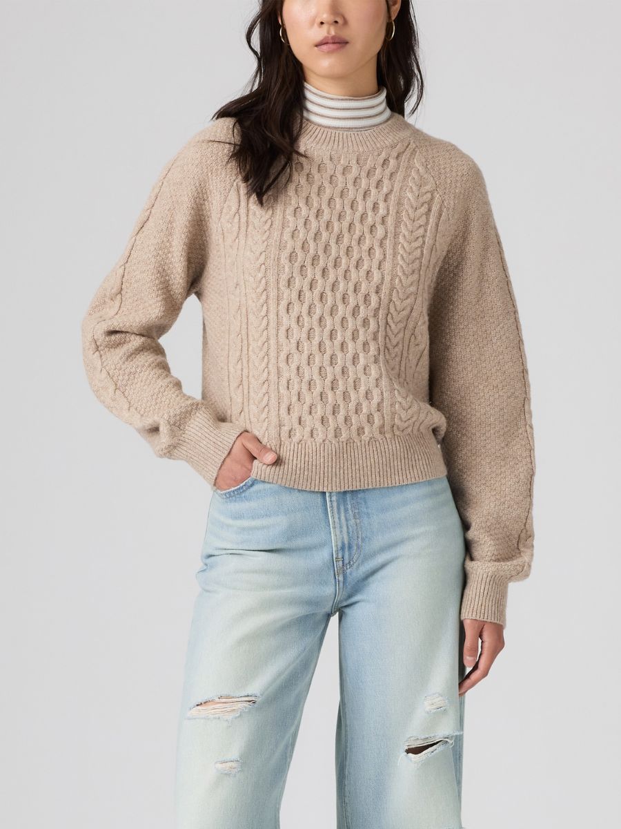 Levi’s Jolie Wool Blend Cable Knit Tan Sweater