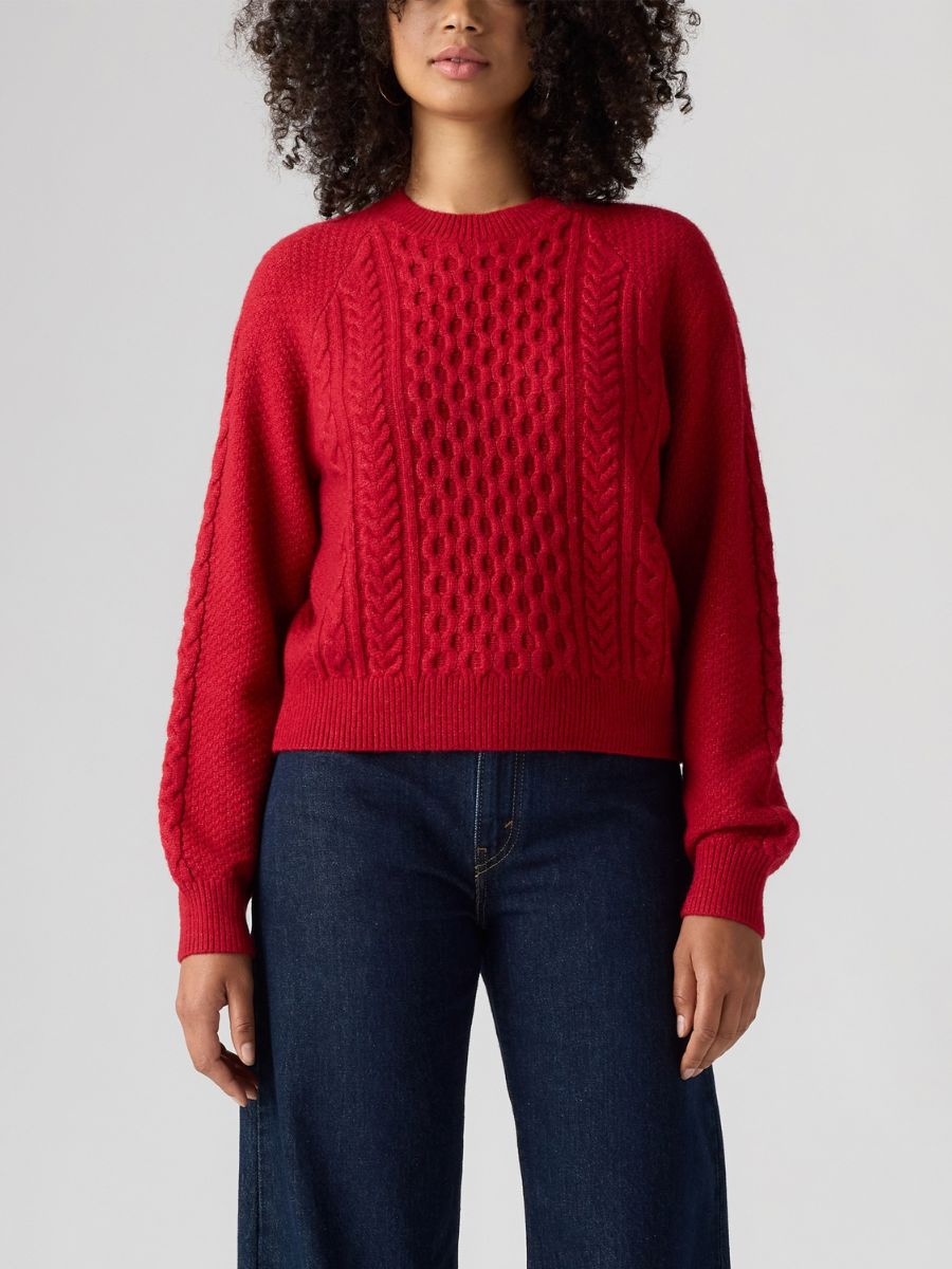 Levi’s Jolie Wool Blend Cable Knit Red Sweater