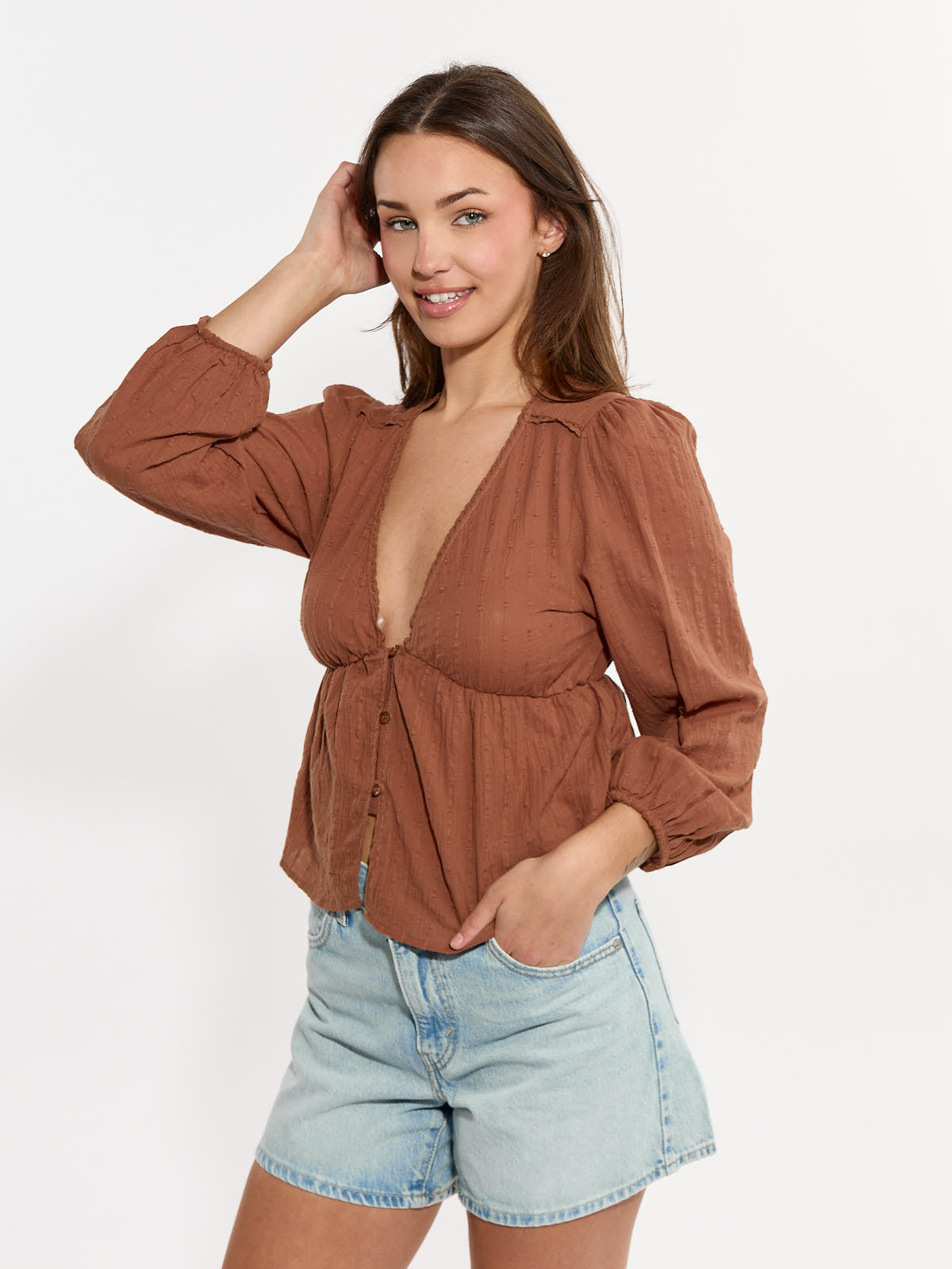 Mary V-Neck Long Sleeve Blouse