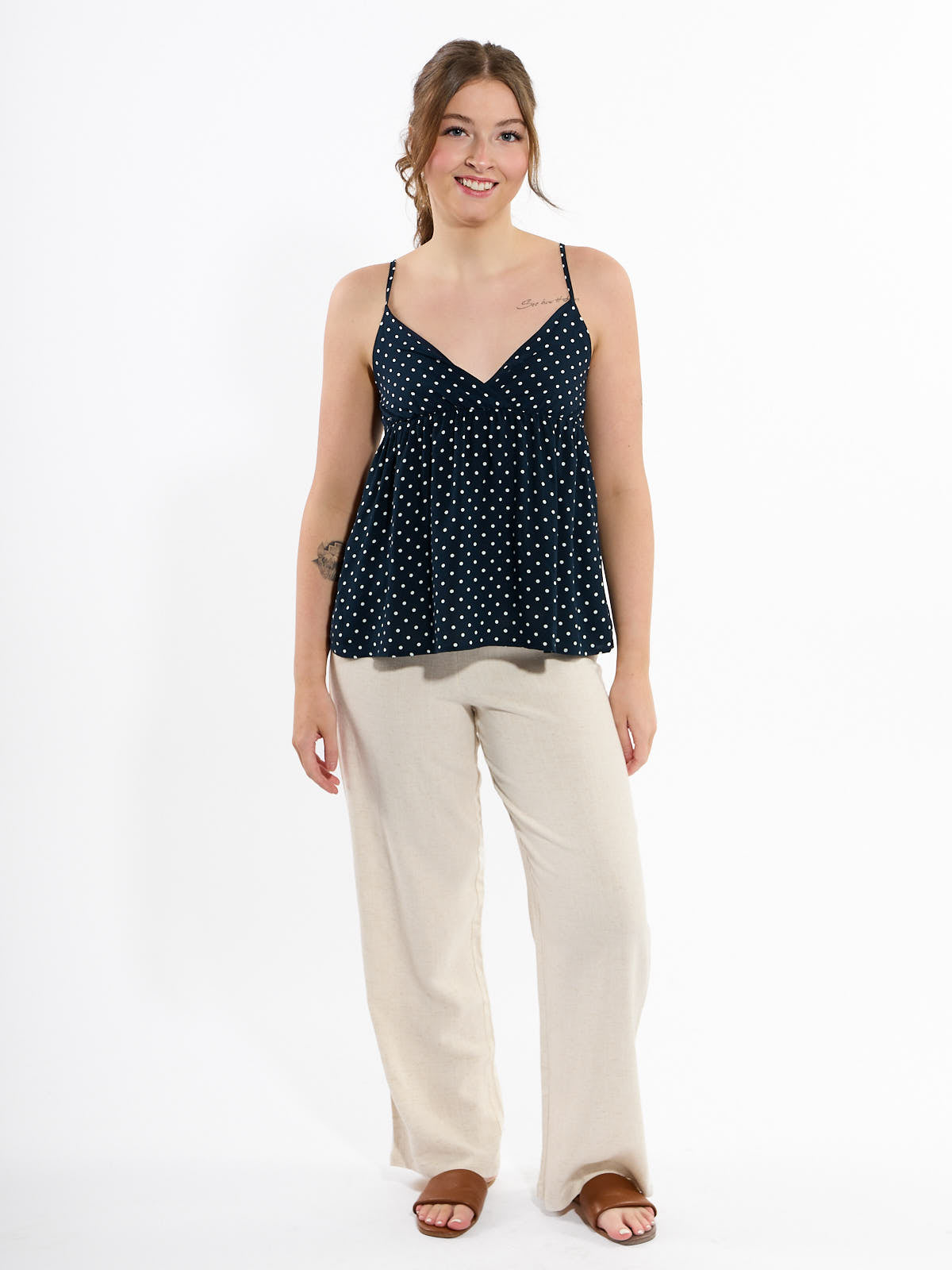 Polka Dot Satin Tank Top