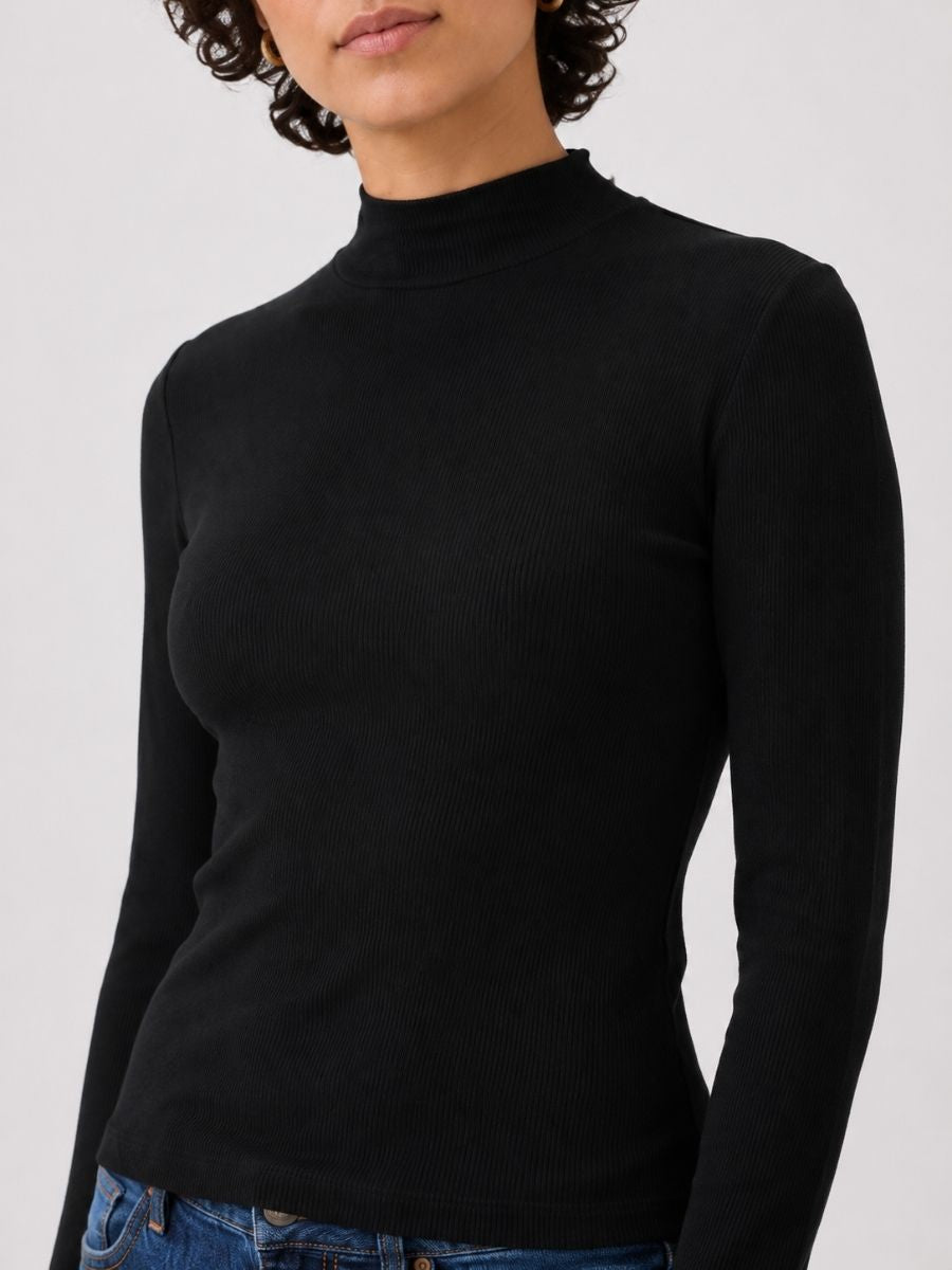 Bailey Mock Neck Ribbed Knit Top