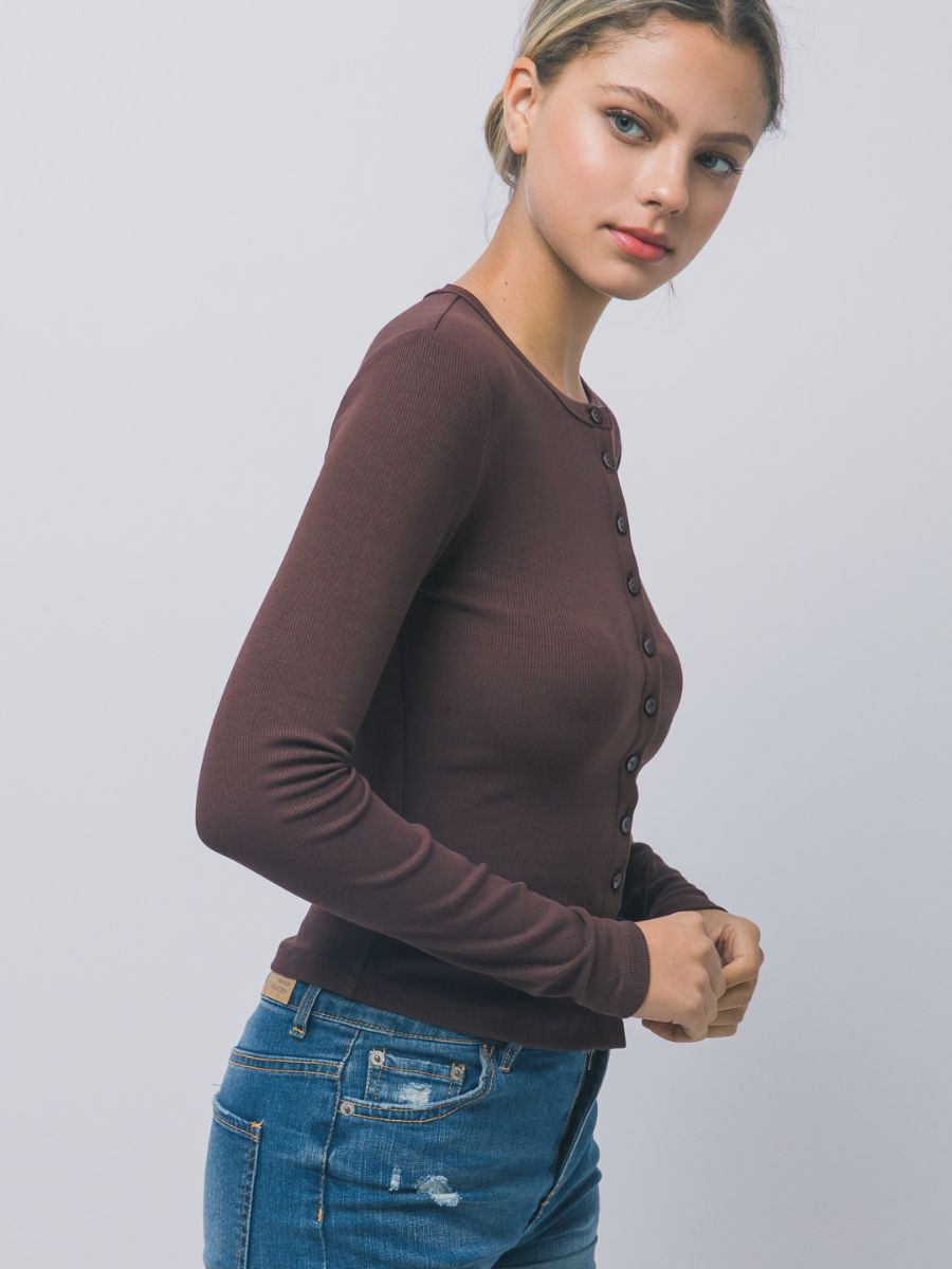Bailey Button Down Ribbed Knit Top