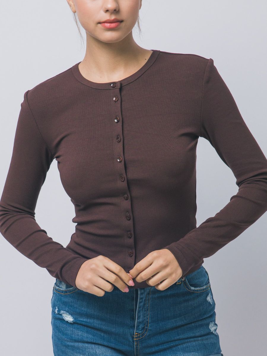Bailey Button Down Ribbed Knit Top
