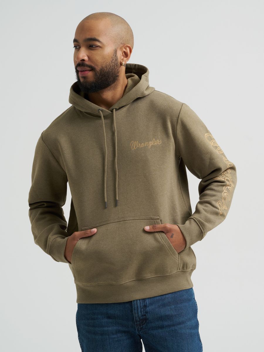 Wrangler Classic Rope Sleeve Olive Hoodie