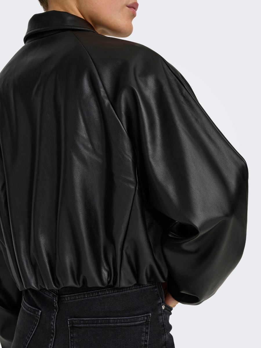 ONLY Sara Faux Leather Bomber Jacket