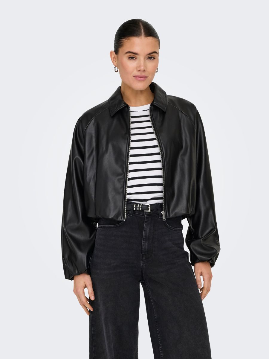ONLY Sara Faux Leather Bomber Jacket