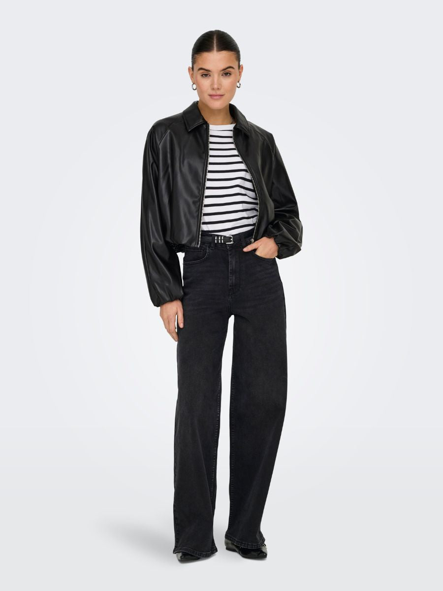 ONLY Sara Faux Leather Bomber Jacket