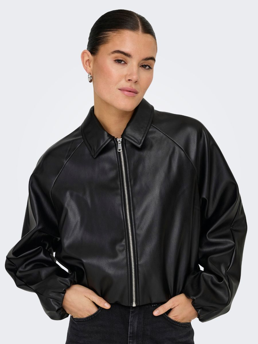 ONLY Sara Faux Leather Bomber Jacket
